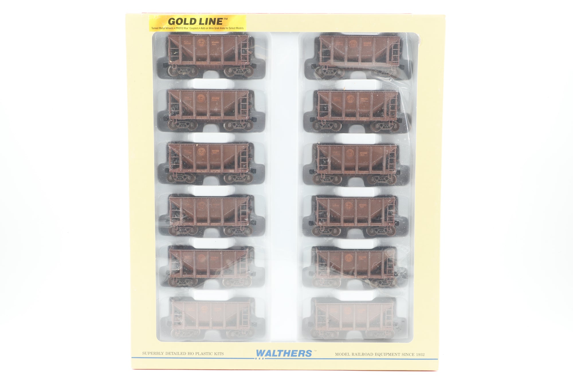 Walthers HO 932-40506 12-Pack of Michigan Ore Cars in DMIR Brown - Pro-Customised/Weathered