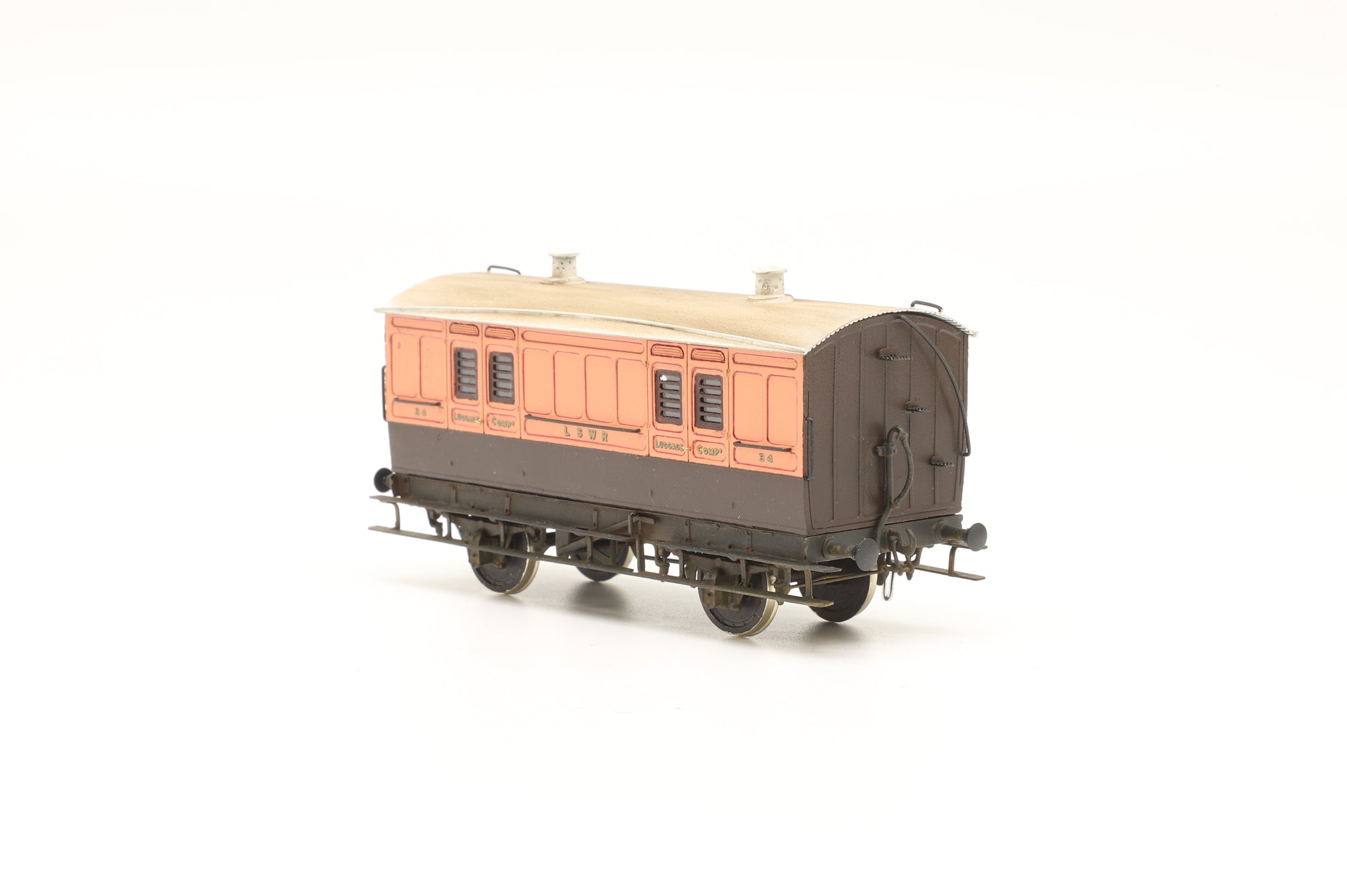 Kit Built P4 Rake of 4 LSWR Luggage Vans, Weathered