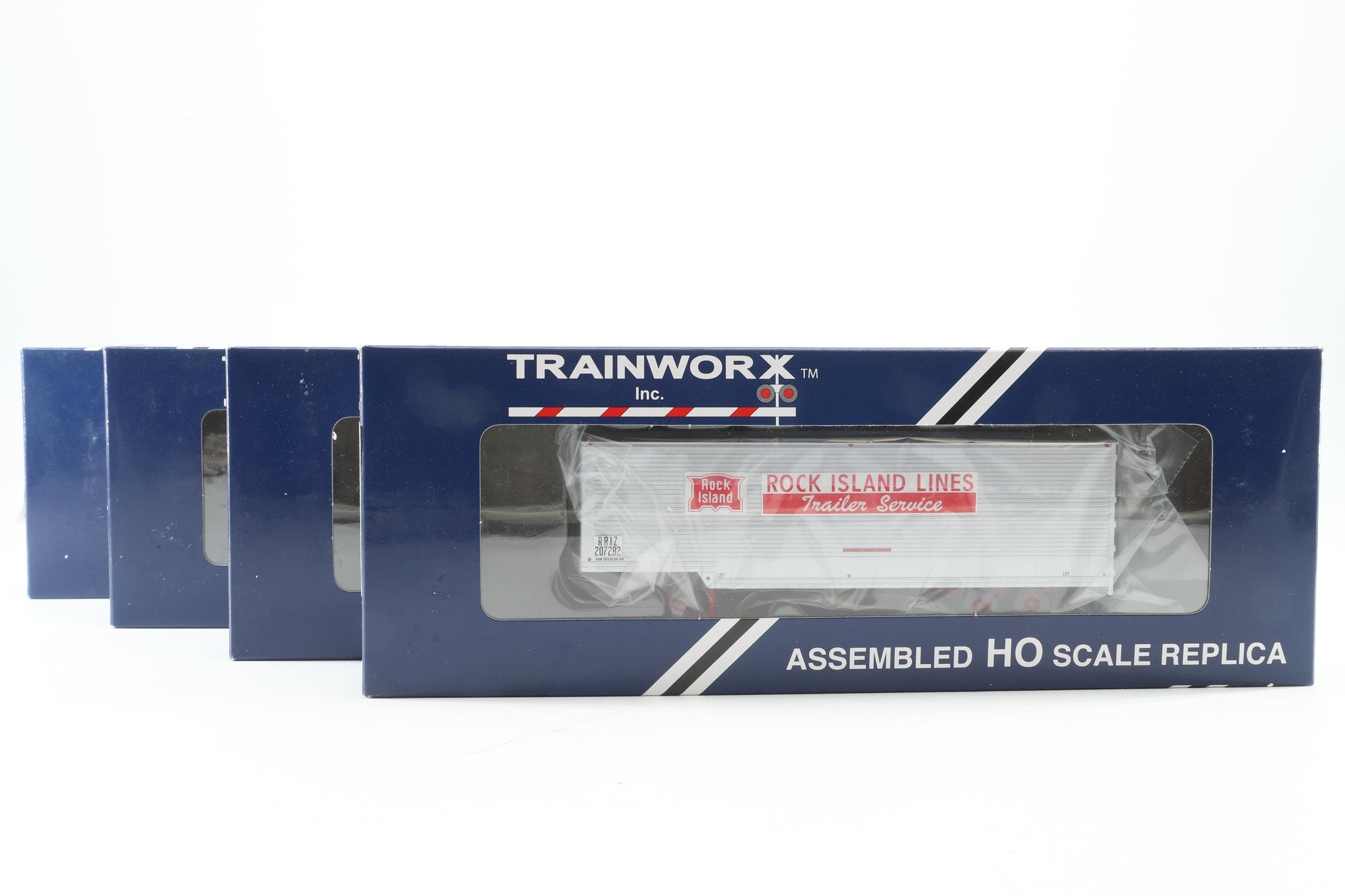Trainworx HO Rake Of 4 40' Drop Frame Rock Islands Inc. 80343-01, 80343-02 & 80343-3x2