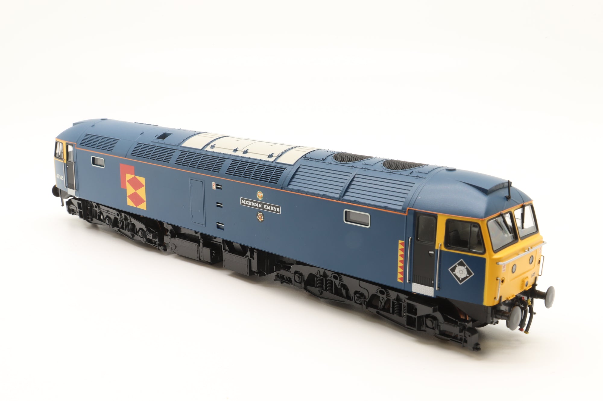Heljan OO 4661 Class 47 47145 'Merddin Emrys' in BR Tinsley Blue w/ RF Distribution Logos - DCC Sound