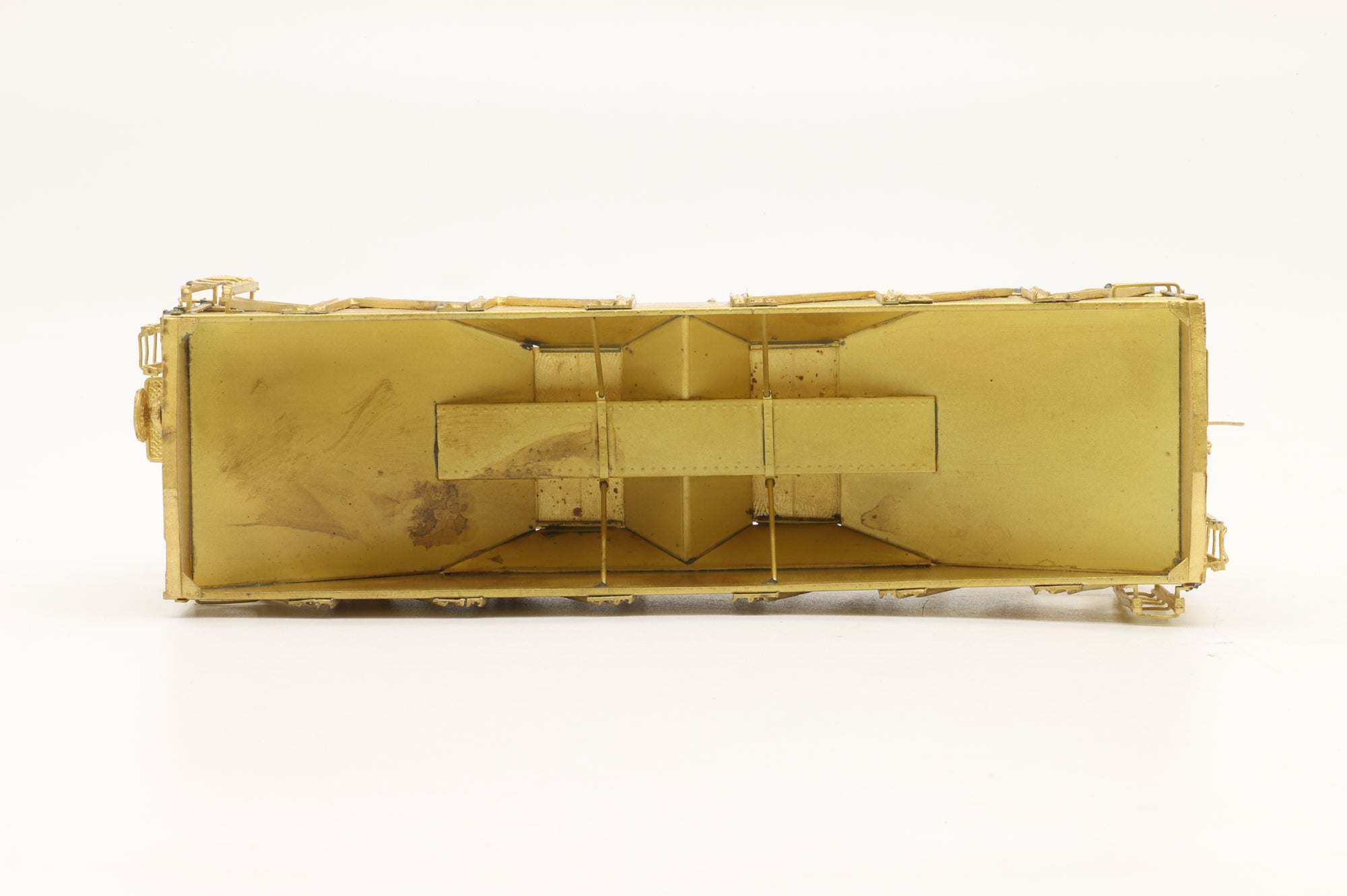 Old & Weary Car Shop HO Brass 1000 2 Bay Composite Hopper With Wood End Bracing Wood Slope Sheets Unpainted