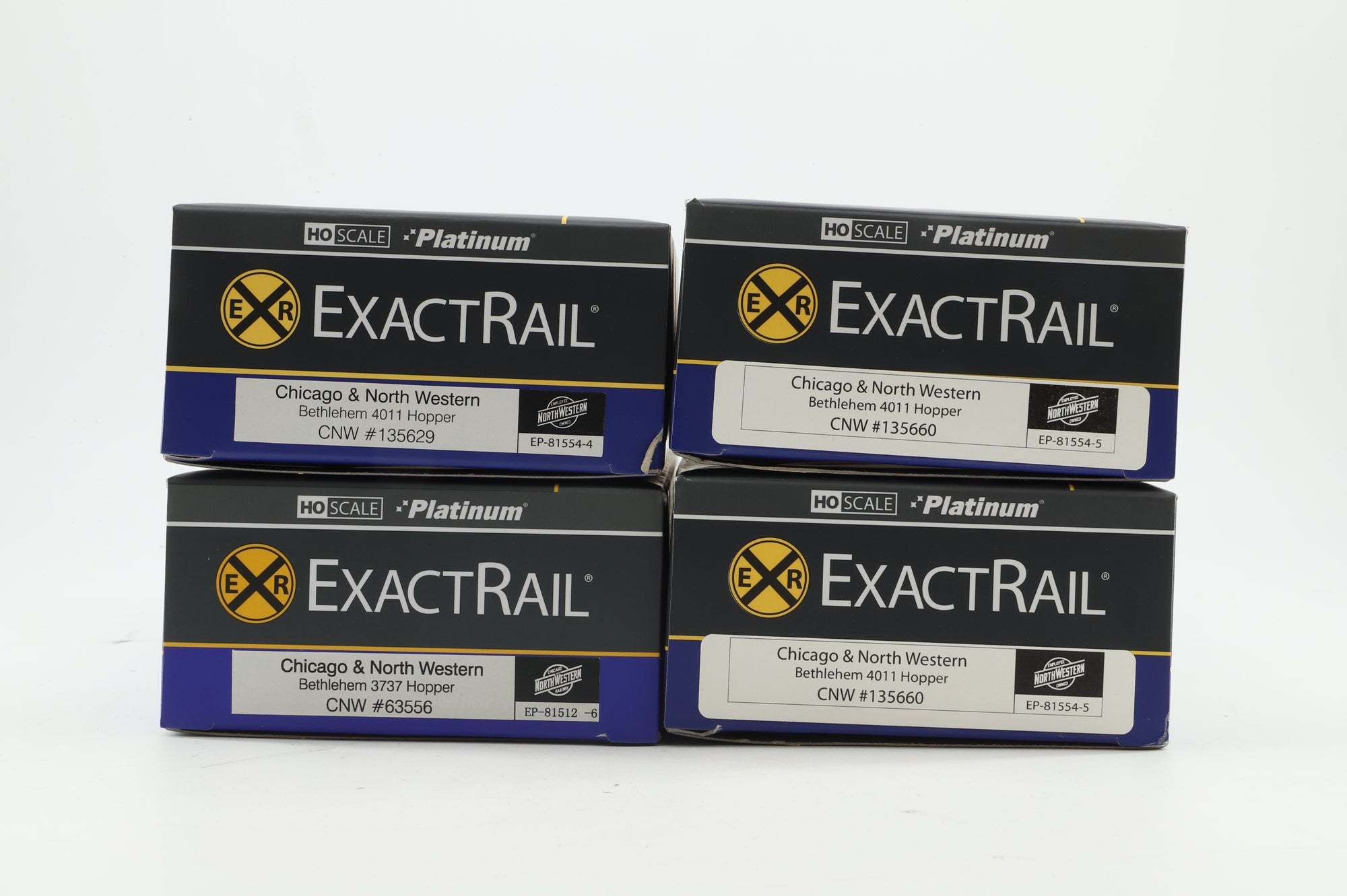 ExactRail HO Rake of 4 Bethlehem 4011 Hoppers in CNW Black