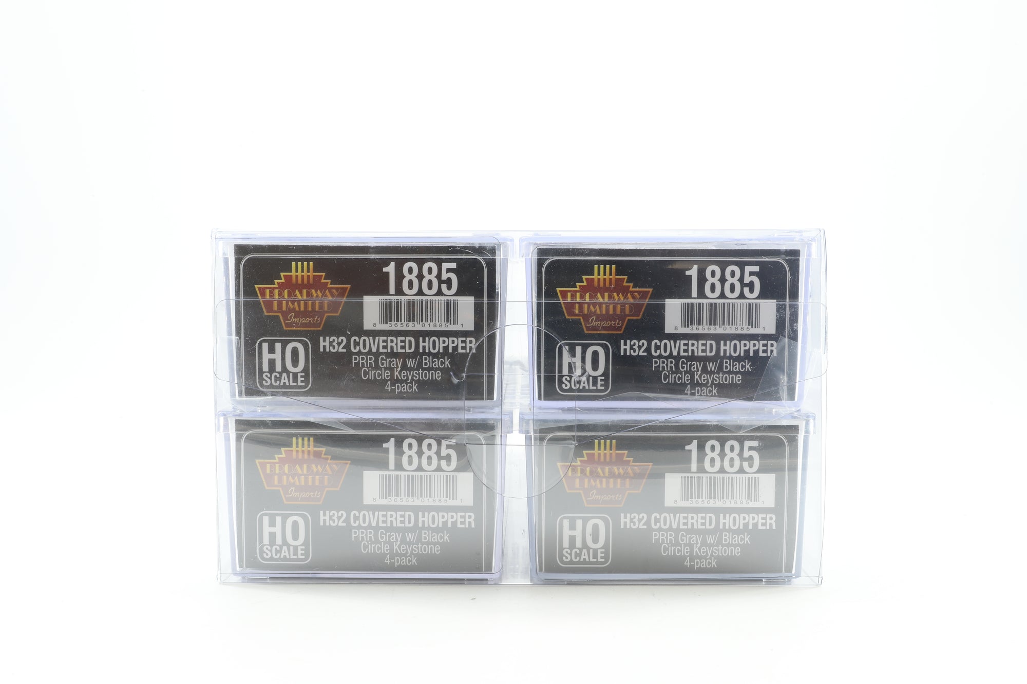 Broadway Limited HO 1885 Set of 4 H32 Covered Hoppers in PRR Grey
