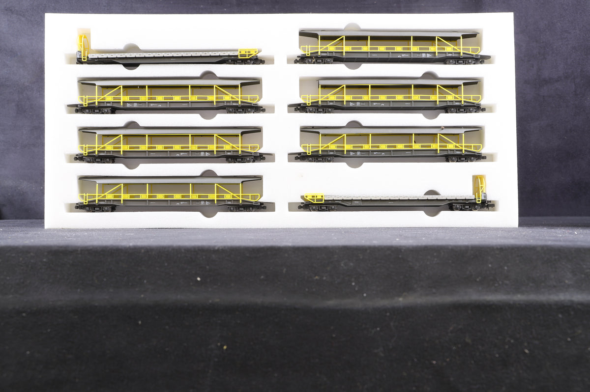 Hobbytrain N 3000 Rake Of 8 BLS Grey &amp; Yellow Livery Car Transporter Wagons