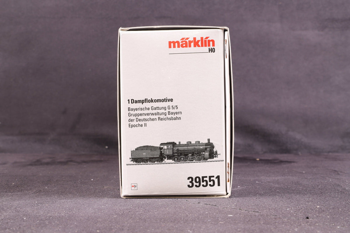 Marklin HO NR 39551 Bavarian Freight Steam Locomotive w/Tender cl G 5/5, MFX
