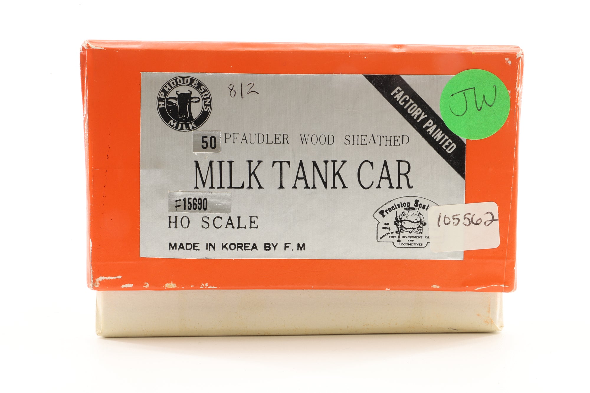 Precision Scale HO Brass 15690 Milk tank car Pfaudler 50' Wood sheathed 'HOODS' Weathered