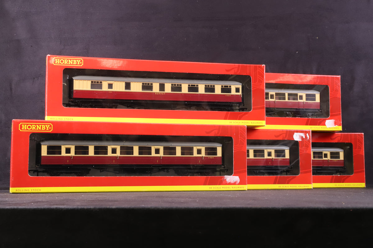 Hornby OO Rake Of 5 Gresley BR Crimson &amp; Cream Coaches Inc. R4179, 79A, 80, 80A &amp; 81
