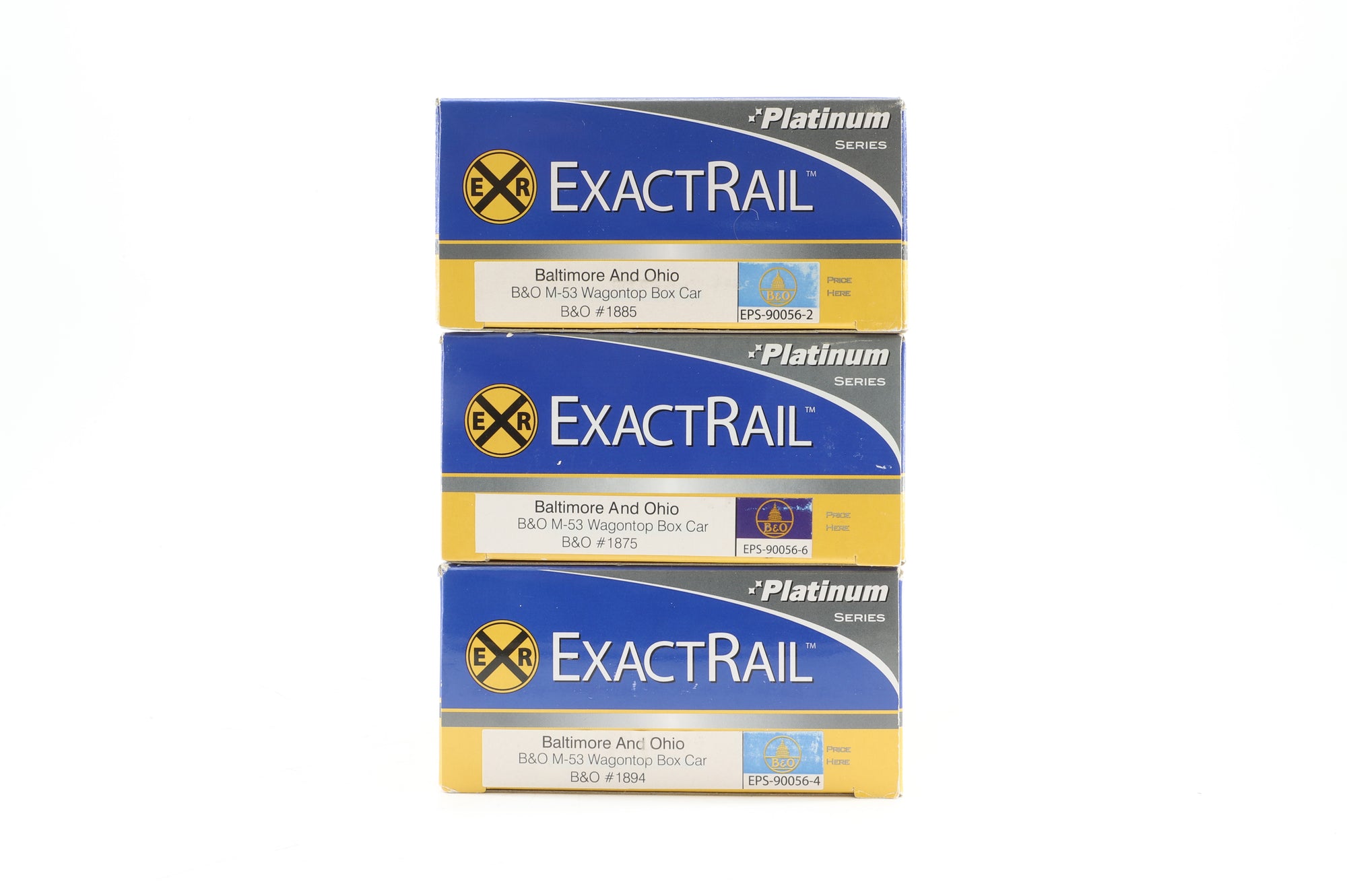 Exact Rail HO Rake Of 3 B&O M-53 Wagontop Box Cars Inc. EPS-90056-2, 90056-6 & 90056-4