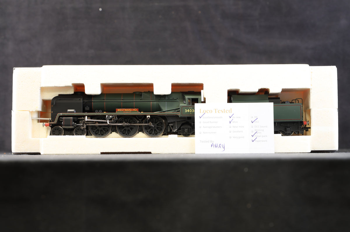 Hornby OO R2609 BR 4-6-2 West Country Class &#39;34036&#39; &#39;Westward HO&#39;, DCC Fitted