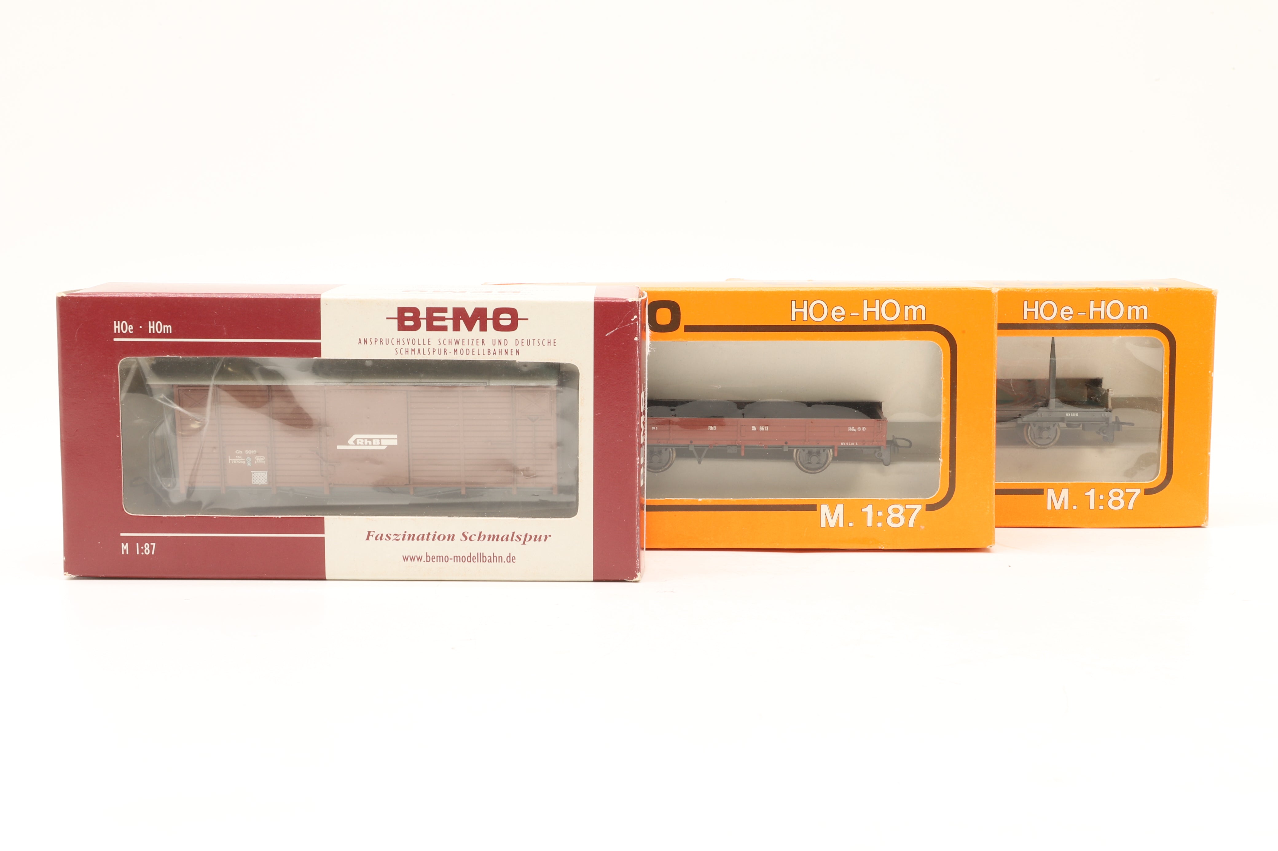 BEMO HOm Rake of 3x Assorted RhB Wagons - Clark Railworks