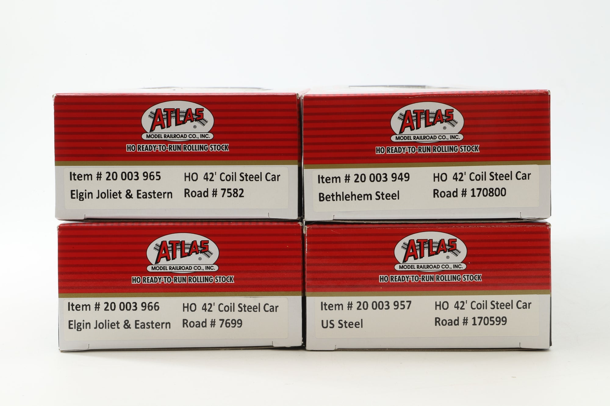 Atlas HO Rake Of 4 42' Coil Steel Car Inc. 20 003 965, 966, 949 & 957