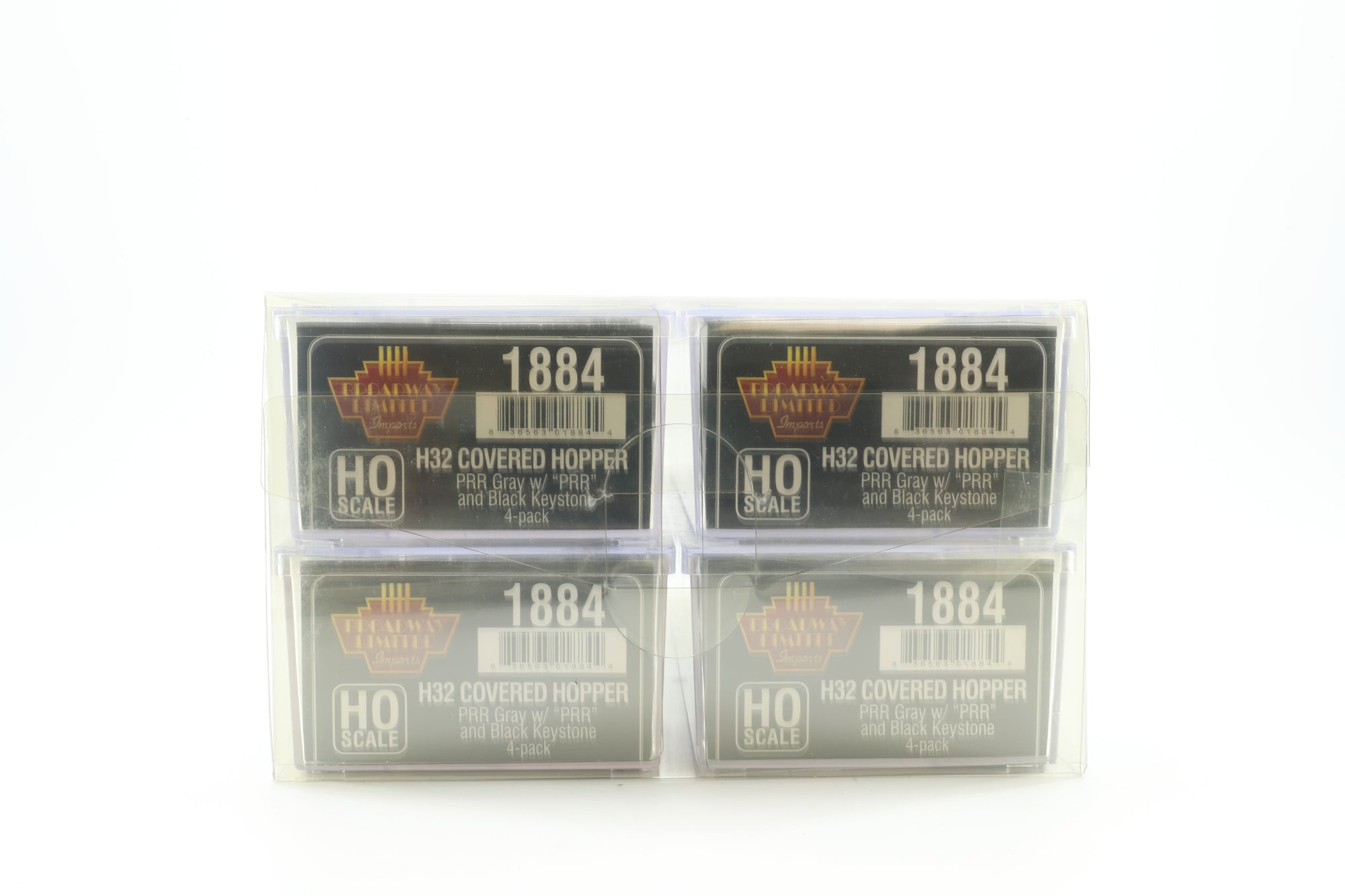 Broadway Limited HO 1884 Set of 4 H32 Covered Hoppers in PRR Grey