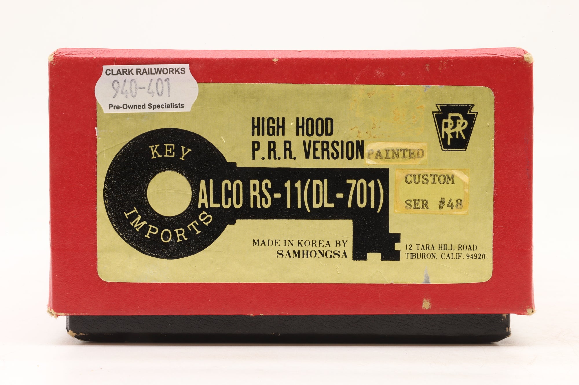 Key Imports HO Brass Alco RS-11 (DL-701) High Hood PRR Version '7625' Factory Painted