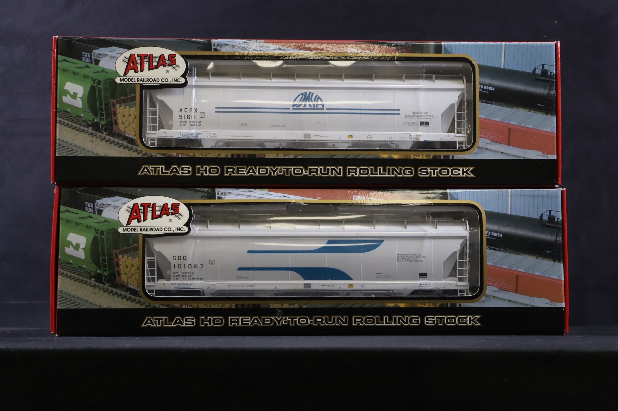 Atlas HO Rake Of 4 Mixed Hopper Wagons Inc. 1401-2, 1755-3, 1505-2 & 1506-1