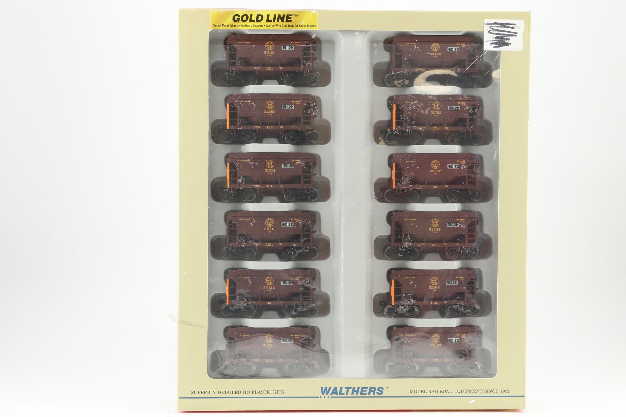Walthers HO 932-4558 12-Pack of Taconite Ore Cars in DMIR Brown/Yellow