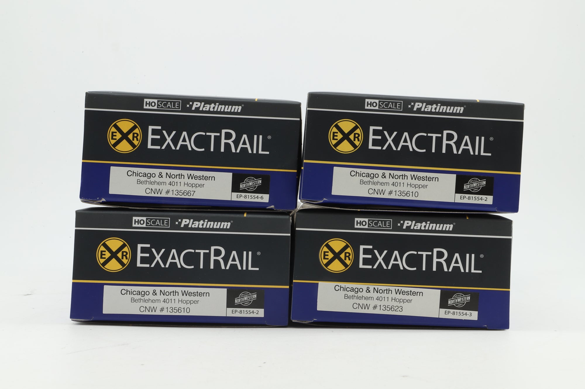 ExactRail HO Rake of 4 Bethlehem 4011 Hoppers in CNW Black