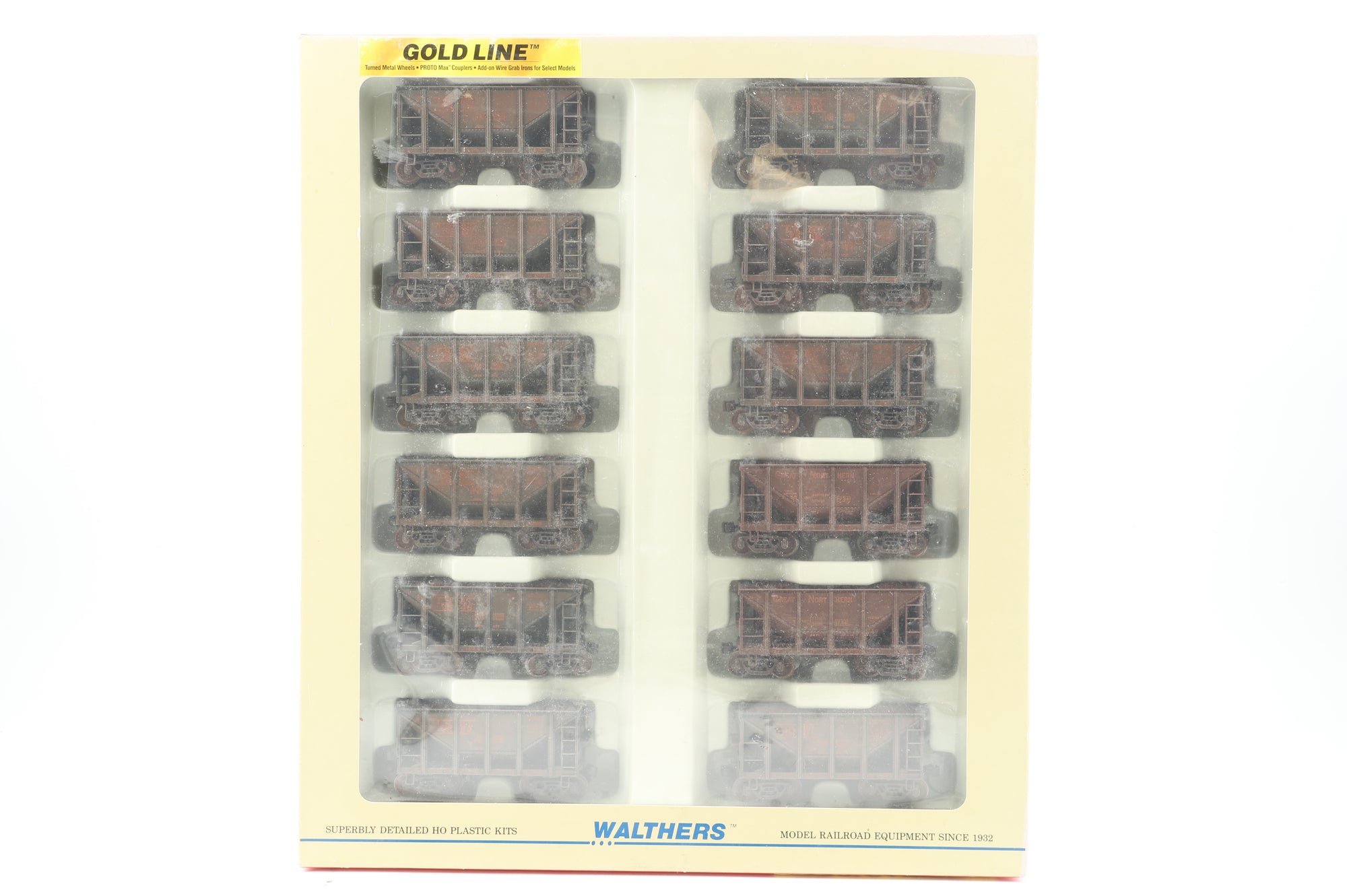 Walthers HO 932-40502 12-Pack of Michigan Ore Cars in GN/LS&I Brown - Pro-Customised/Weathered