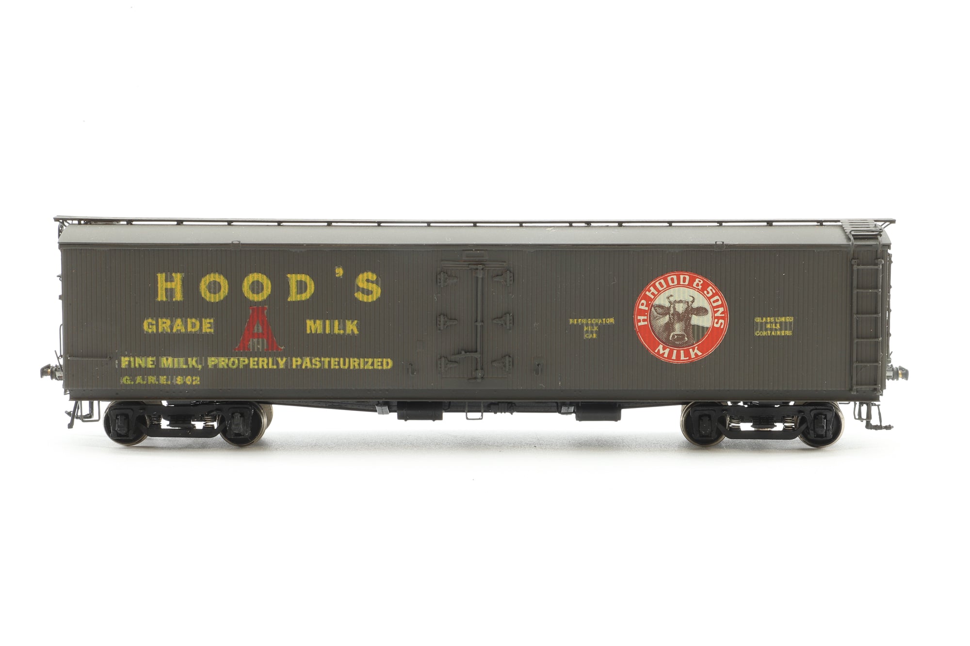 Precision Scale HO Brass Milk tank car Pfaudler 50' Wood sheathed 'HOODS'