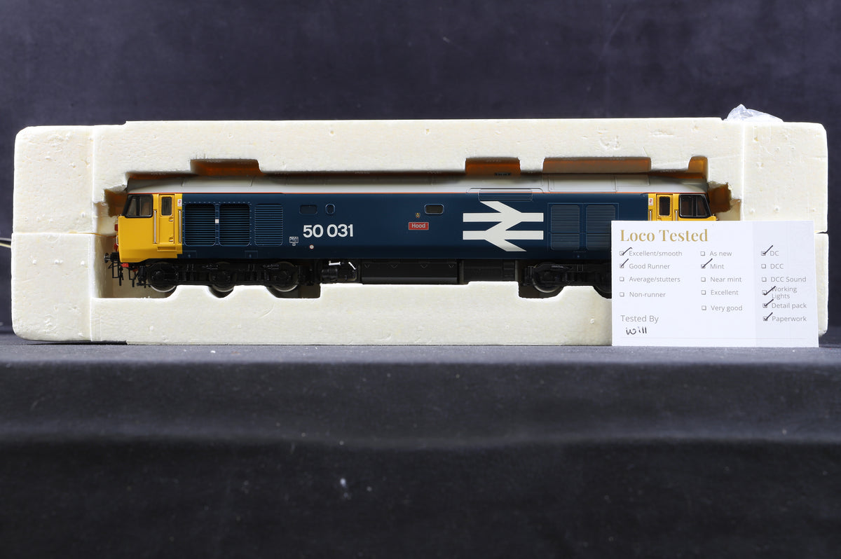 Hornby OO R2374 Class 50 &#39;50031&#39; &#39;Hood&#39; BR Blue Large Logo