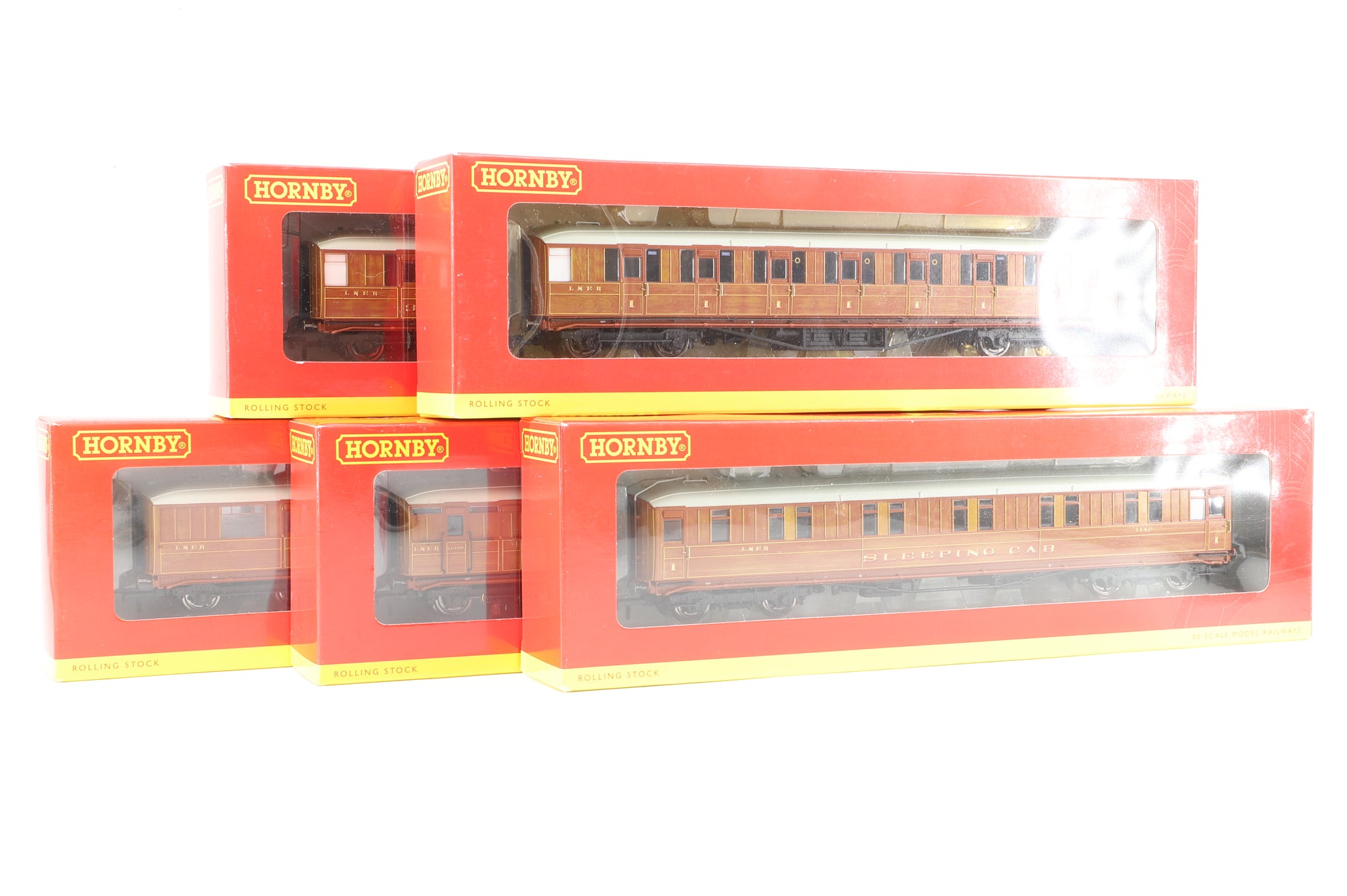 Hornby OO Rake Of 5 LNER Gresley Teak Coaches Inc. R4170B, R4171A, R4172A, R4173A & R4174A