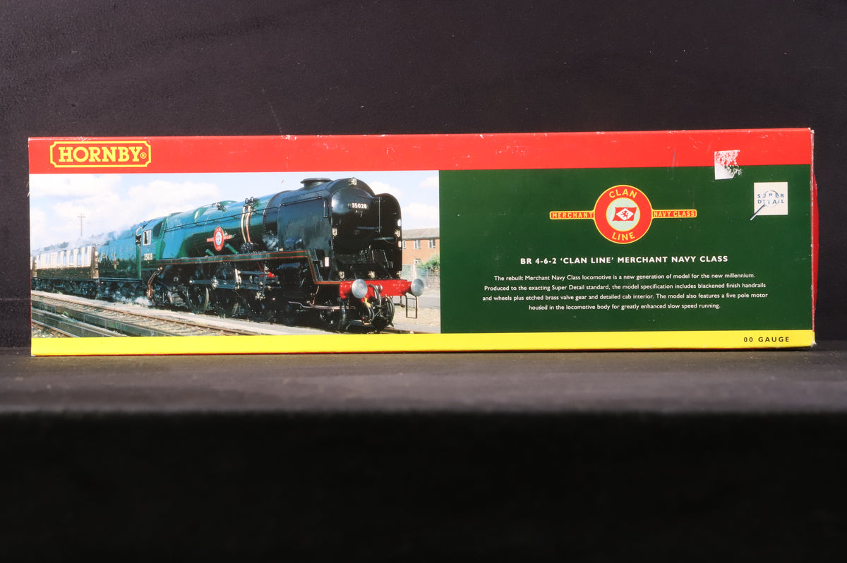 Hornby OO R2169 Merchant Navy Class &#39;35028&#39; &#39;Clan Line&#39; BR Lined Green L/C