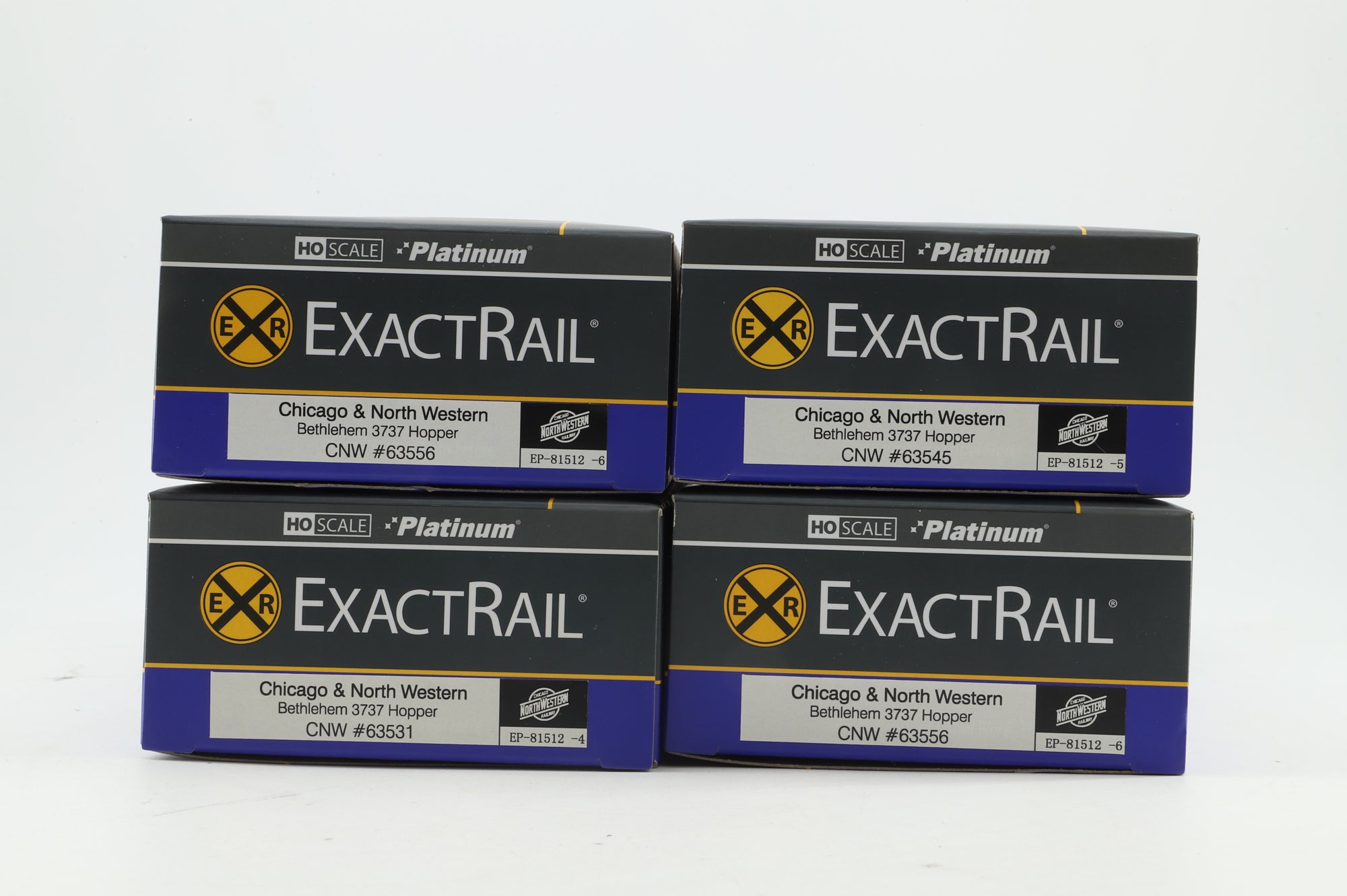 ExactRail HO Rake of 4 Bethlehem 3737 Hoppers in CNW Black - w/ Loads