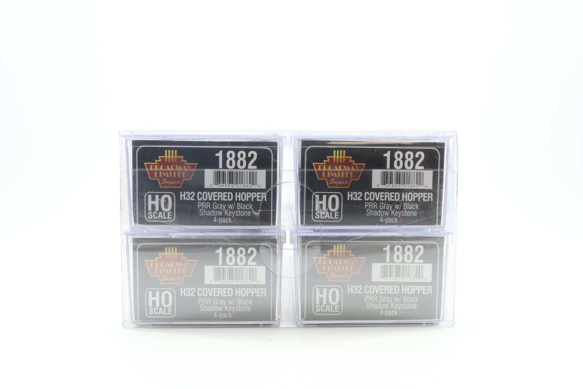 Broadway Limited HO 1882 Set of 4 H32 Covered Hoppers in PRR Grey