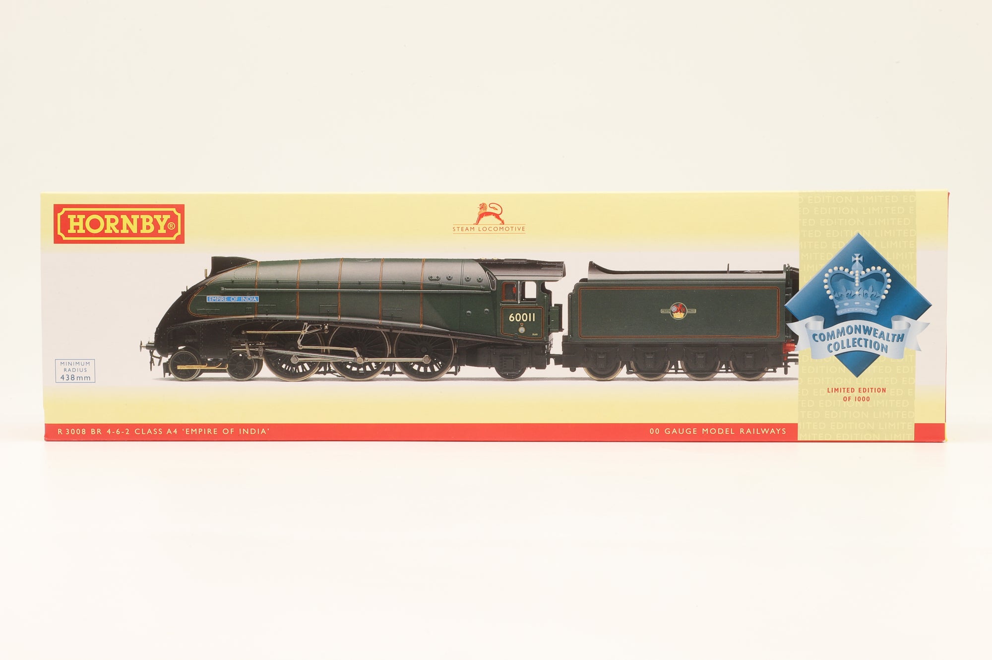Hornby OO R3008 Class A4 '60011' 'Empire Of India' BR Green L/C Commonwealth Collection
