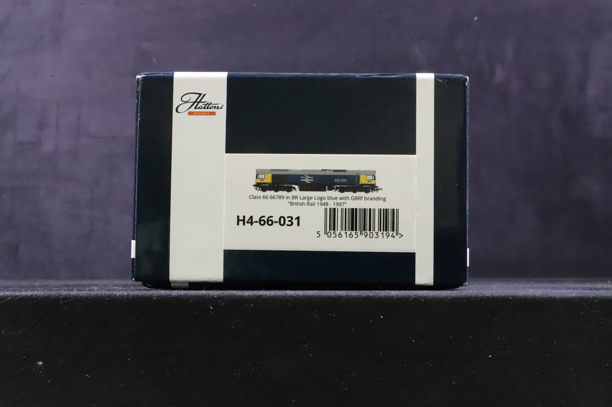 Hattons OO H4-66-031 Class 66 &#39;66789&#39; BR Large Logo Blue GBRf Branding DCC Sound