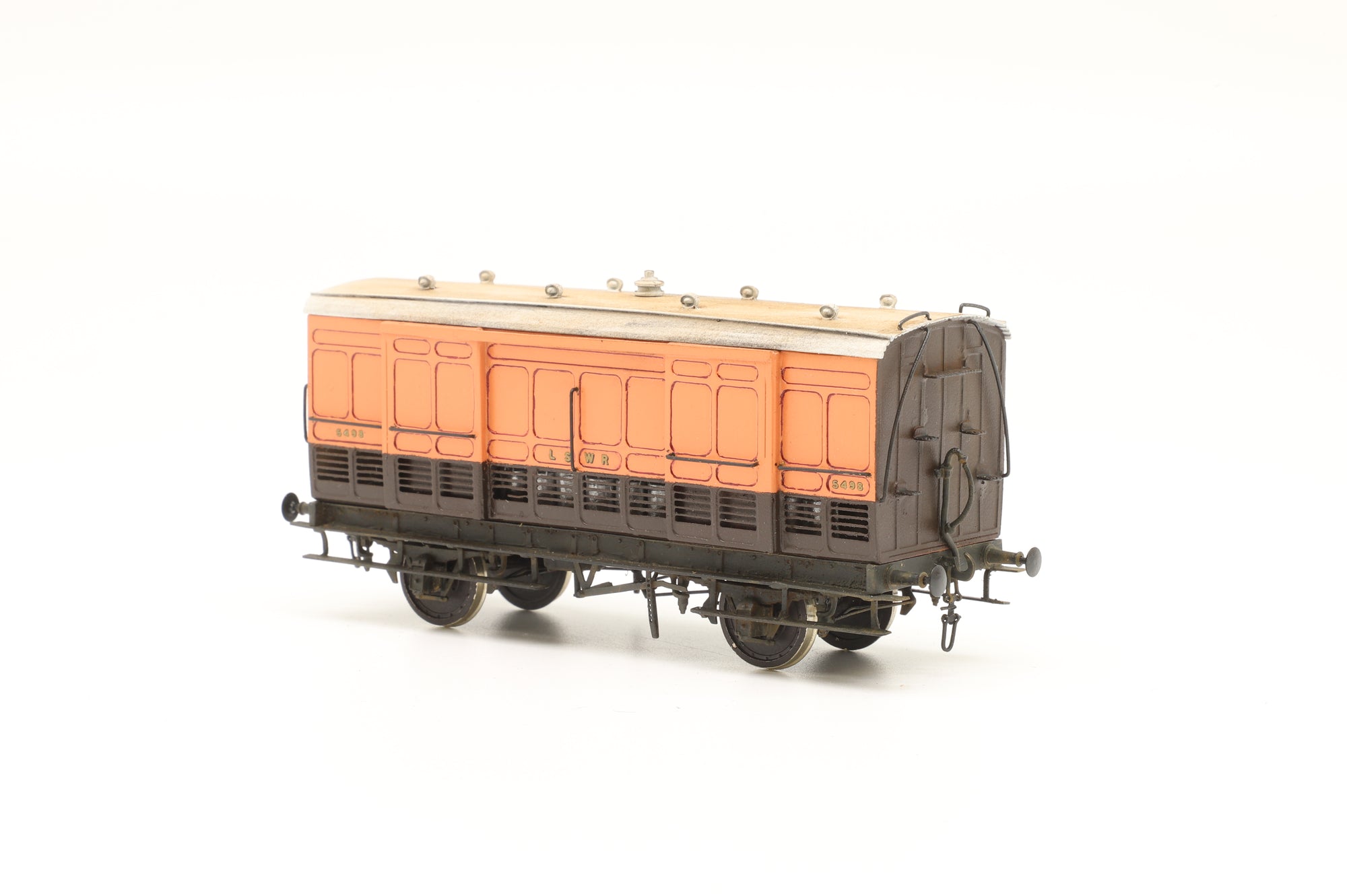 Kit Built P4 Rake of 4 LSWR Luggage Vans, Weathered
