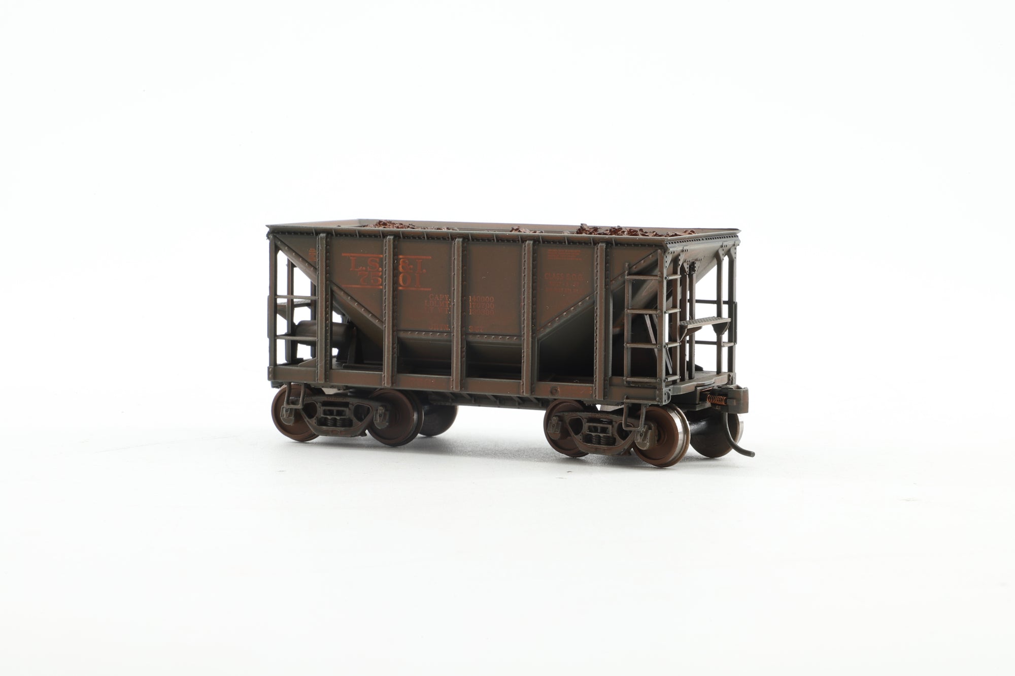Walthers HO 932-40502 12-Pack of Michigan Ore Cars in GN/LS&I Brown - Pro-Customised/Weathered