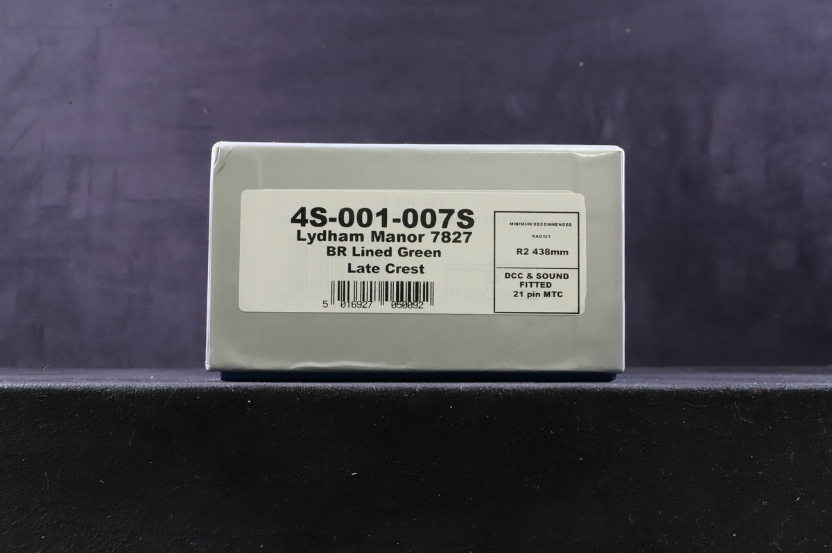 Dapol OO 4S-001-007S Manor Class &#39;7827&#39; &#39;Lydham Manor&#39; BR Lined Green L/C Wethered DCC Sound