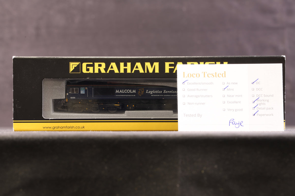 Graham Farish N 371-381 Class 66 &#39;66405&#39; DRS Malcolm Logistics