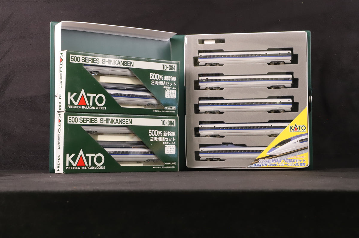 Kato N Gauge Rake of 9 500 Series Shinkansen Coaches in 1998 JR Blue/Grey