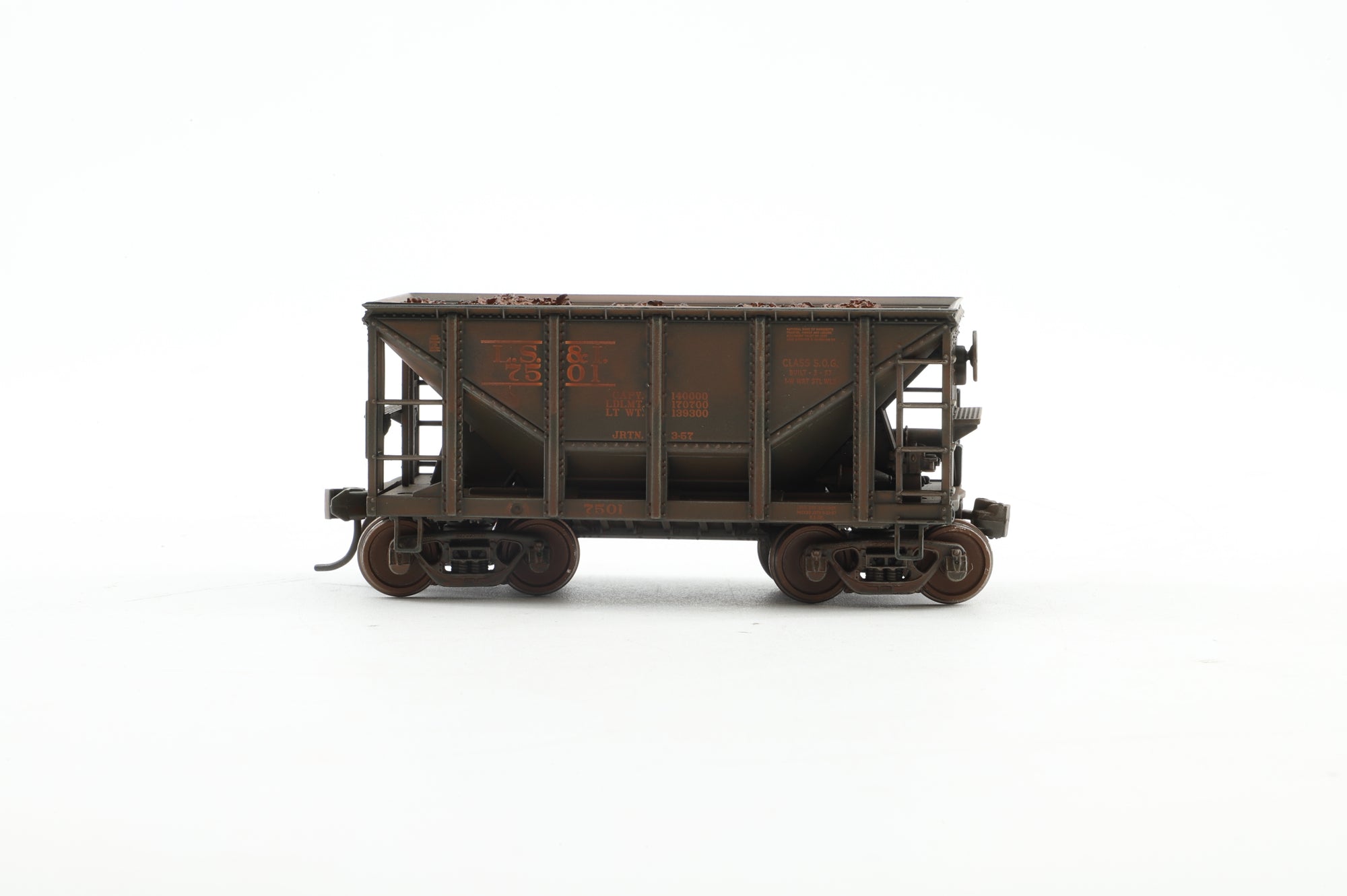 Walthers HO 932-40502 12-Pack of Michigan Ore Cars in GN/LS&I Brown - Pro-Customised/Weathered