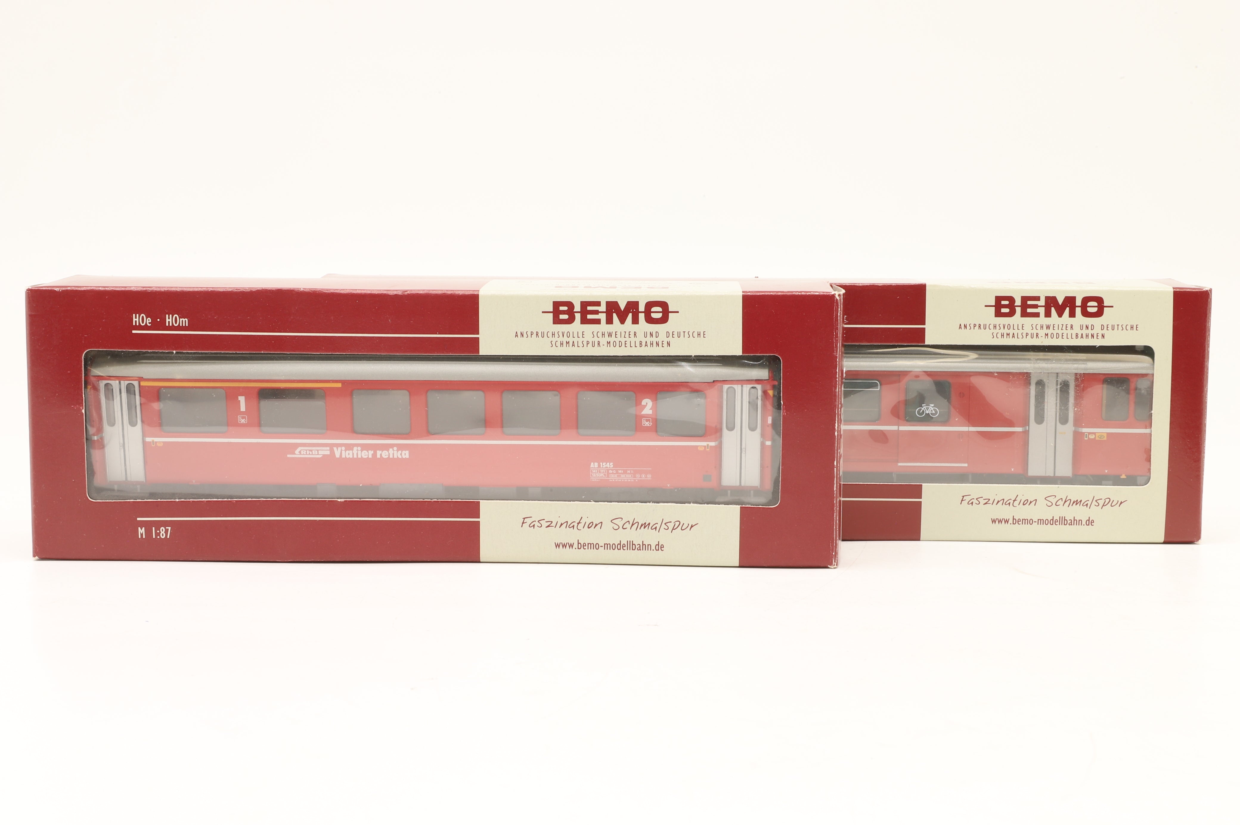 BEMO HOm Rake of 2x Rhb Red Coaches - Clark Railworks
