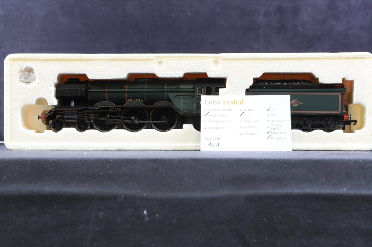 Hornby OO R2152 Class A3 &#39;60085&#39; &#39;Manna&#39; BR Lined Green L/C Tender Drive