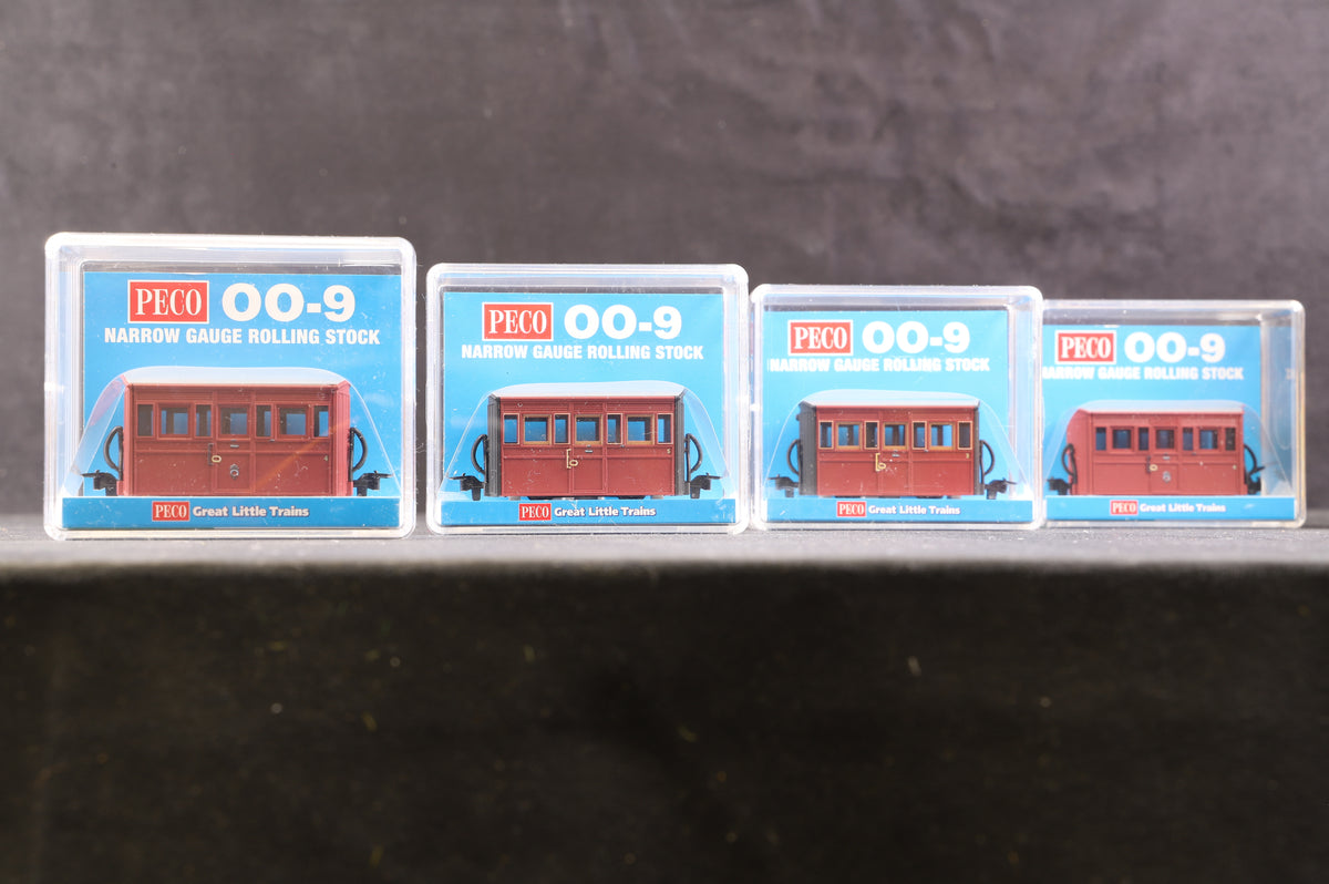 Peco OO9 GR-558B/ GR-558C Rake Of 4 FR Bug Box 3rd Class Coaches &#39;No4 &amp; No5&#39;