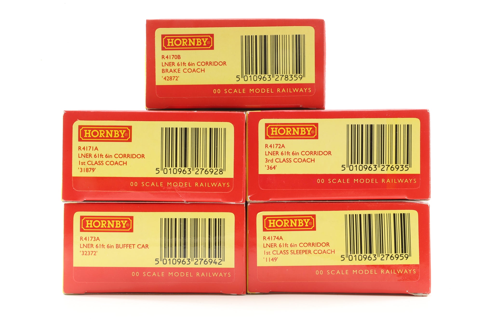 Hornby OO Rake Of 5 LNER Gresley Teak Coaches Inc. R4170B, R4171A, R4172A, R4173A & R4174A