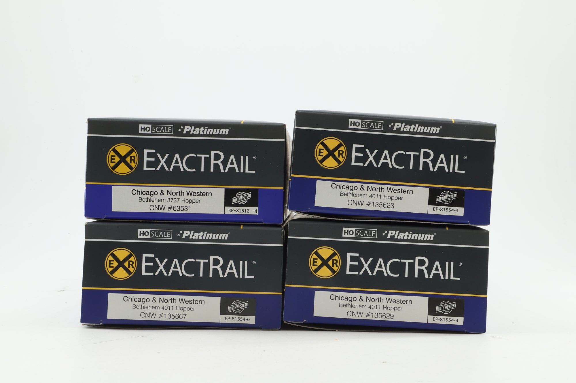 ExactRail HO Rake of 4 Bethlehem 4011 Hoppers in CNW Black - w/ Loads