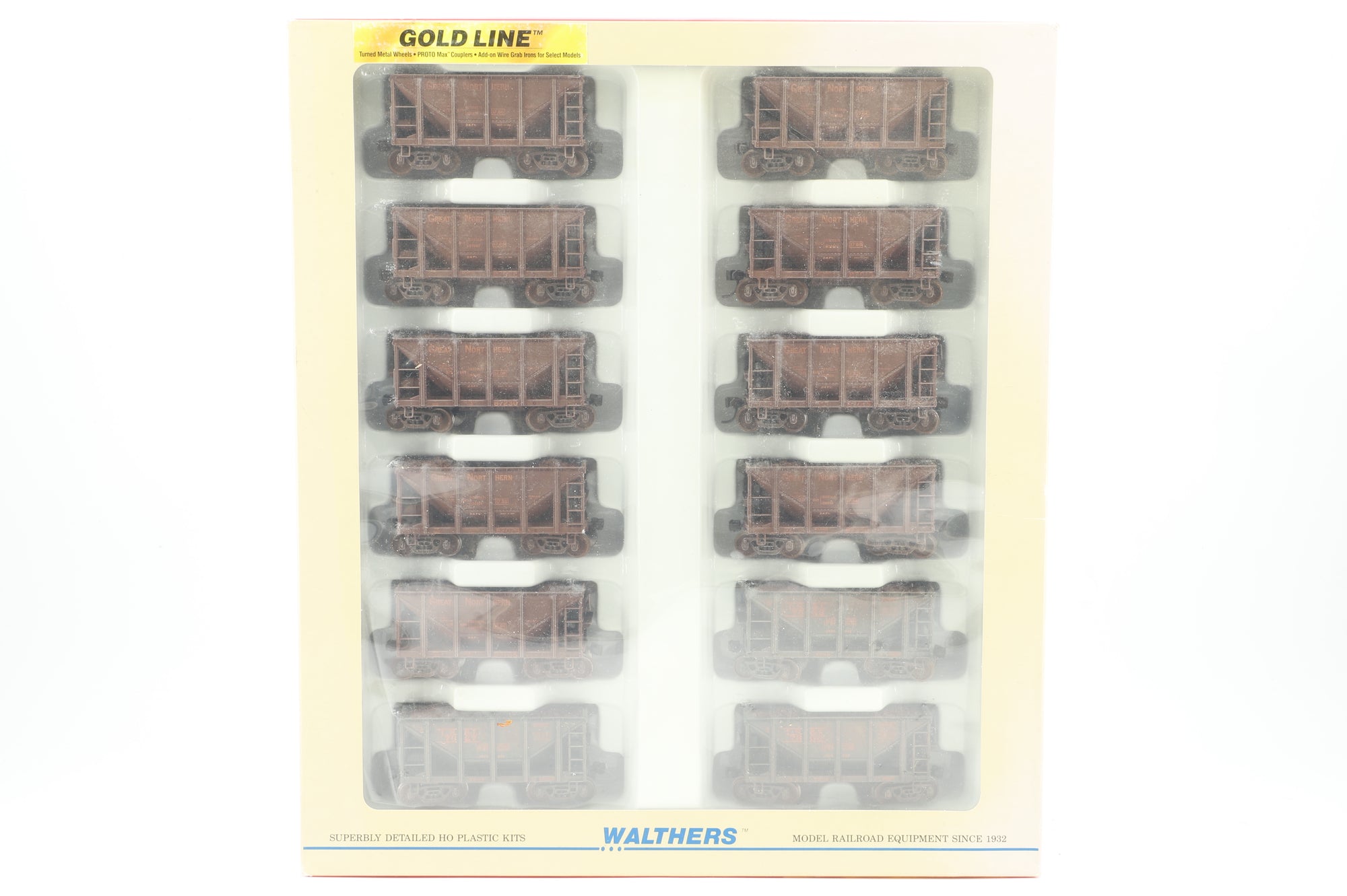 Walthers HO 932-40502 12-Pack of Michigan Ore Cars in GN/LS&I Brown - Pro-Customised/Weathered