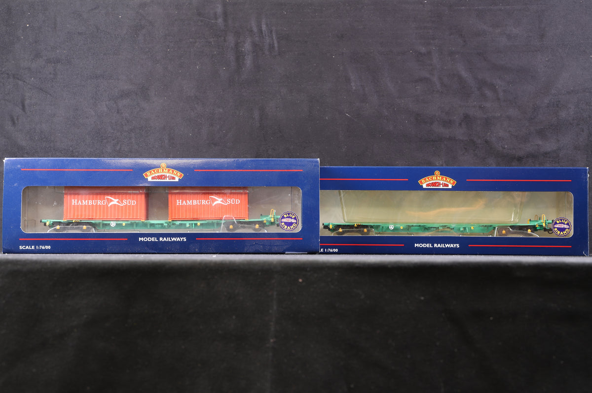 Bachmann OO 37-310 Pair Of 2 Intermodal Bogie Wagon With 2 20ft ISO Containers Hamburg Sud