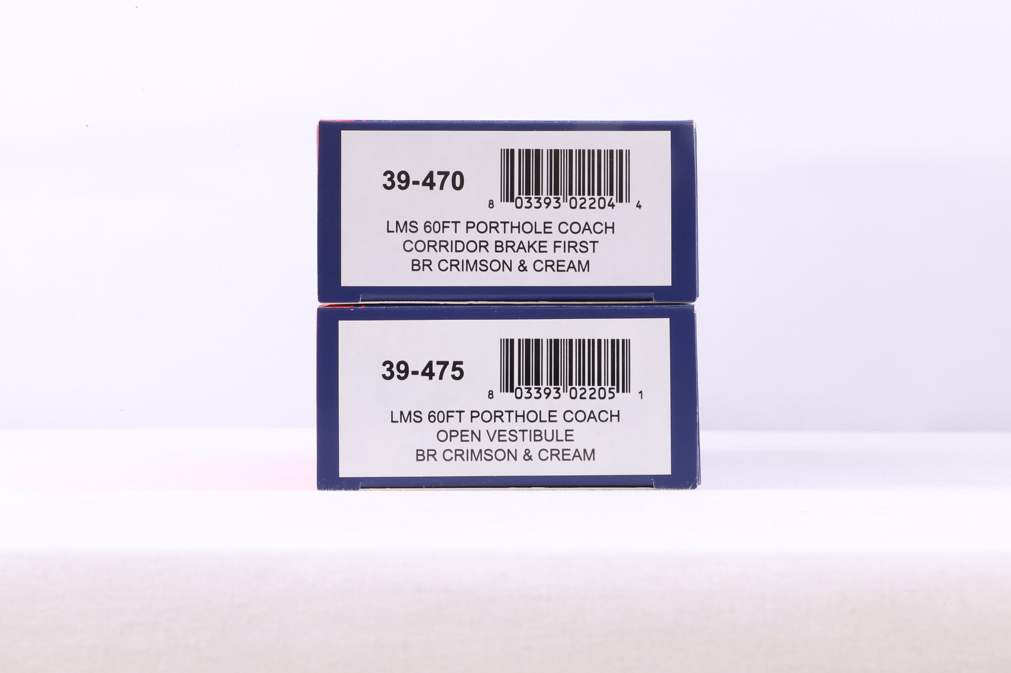 Bachmann OO Rake Of 2 LMS 60ft Porthole Coaches BR Crimson & Cream Inc. 39-470 & 39-475