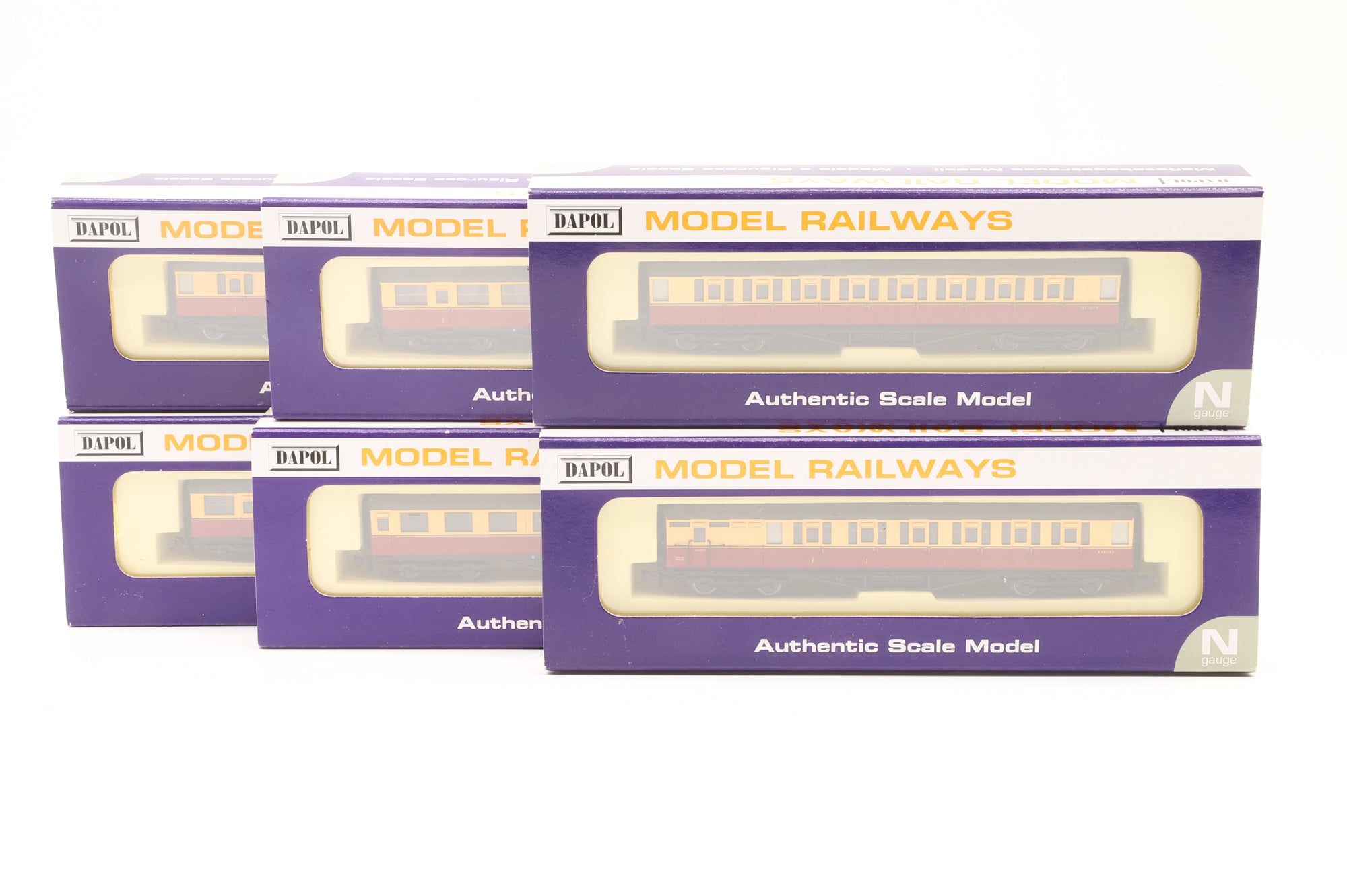 Dapol N Rake of 6 Gresley BR Carmine & Cream Coaches