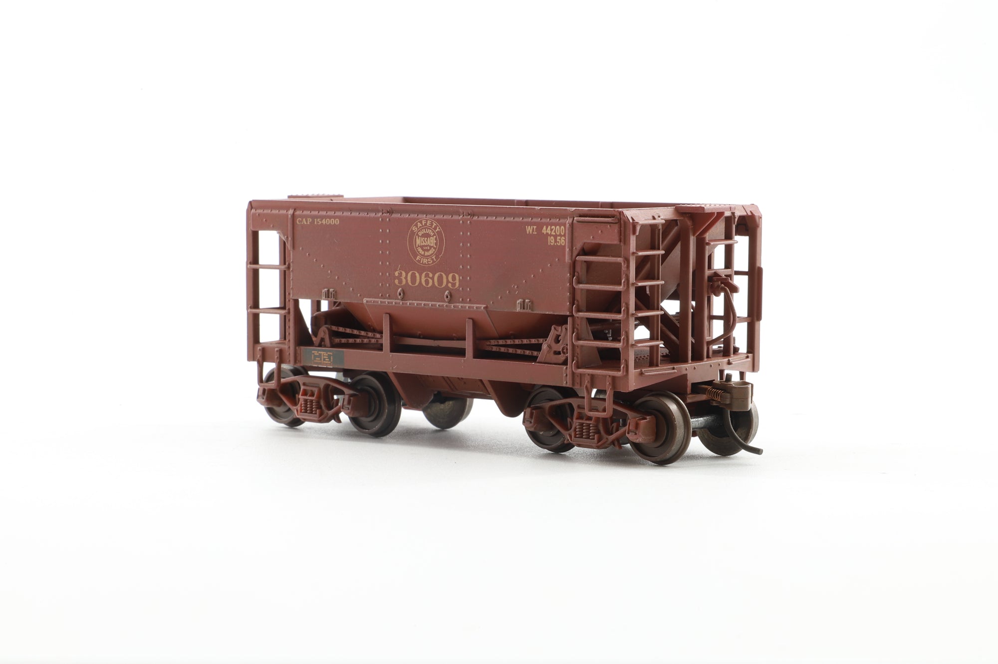 Model Power Metal Trains Rake of 6 U-29 Metal Ore Cars in DMIR Brown - Pro-Customised/Weathered