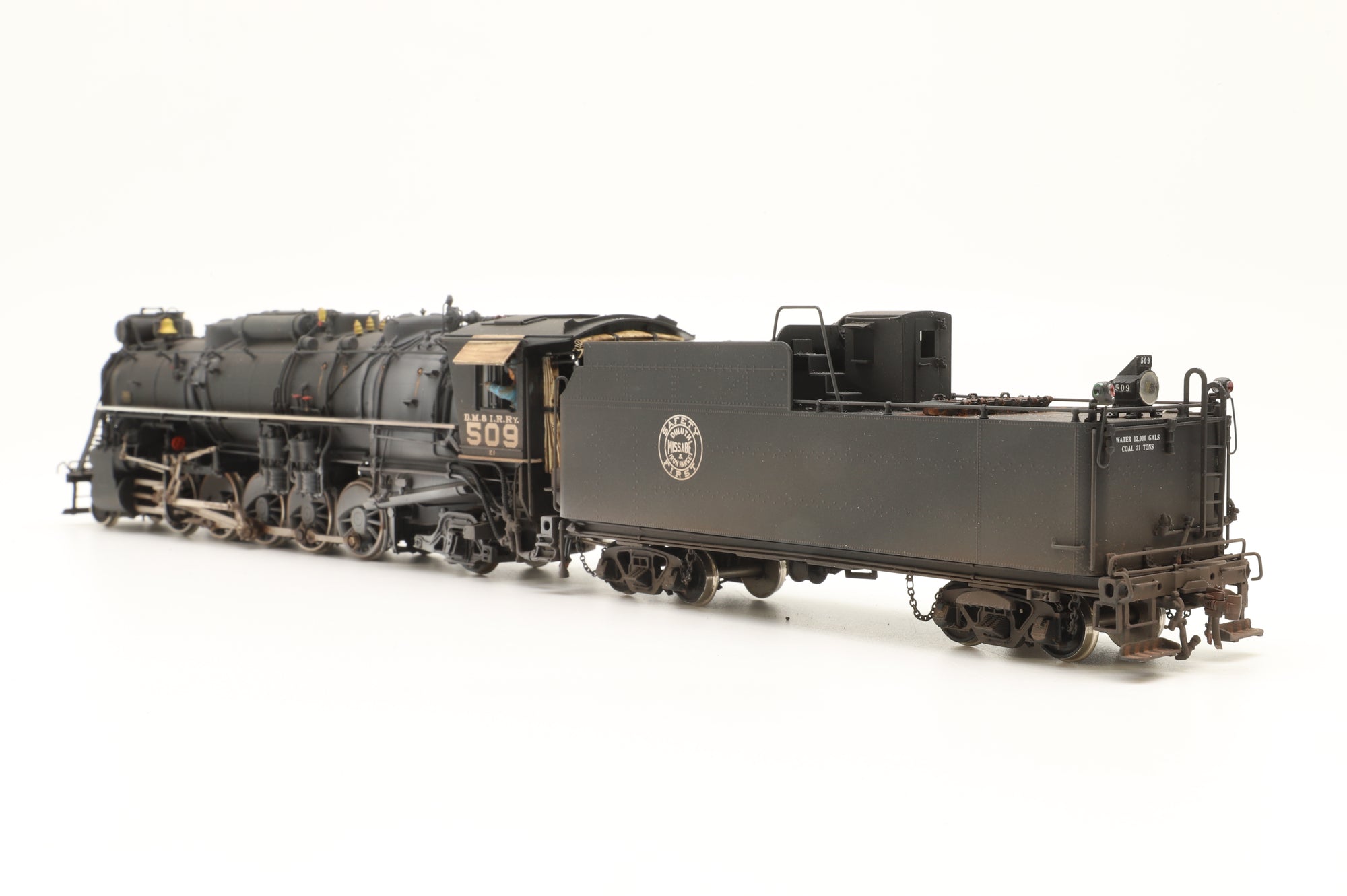 Key Imports HO Brass DMIR 2-10-2 #509 in DMIR Black - Weathered