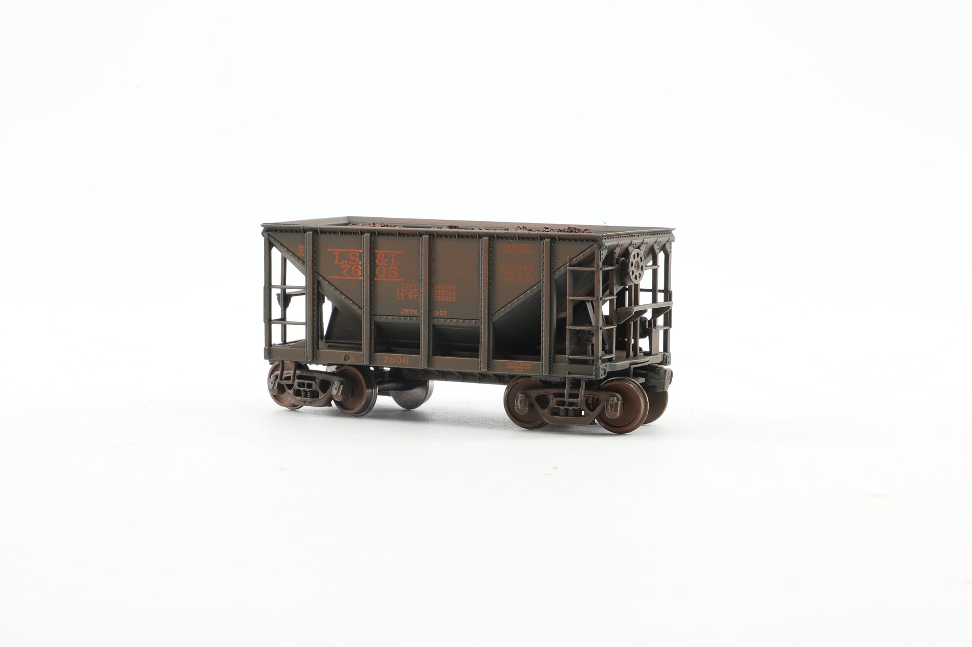 Walthers HO 932-40502 12-Pack of Michigan Ore Cars in GN/LS&I Brown - Pro-Customised/Weathered