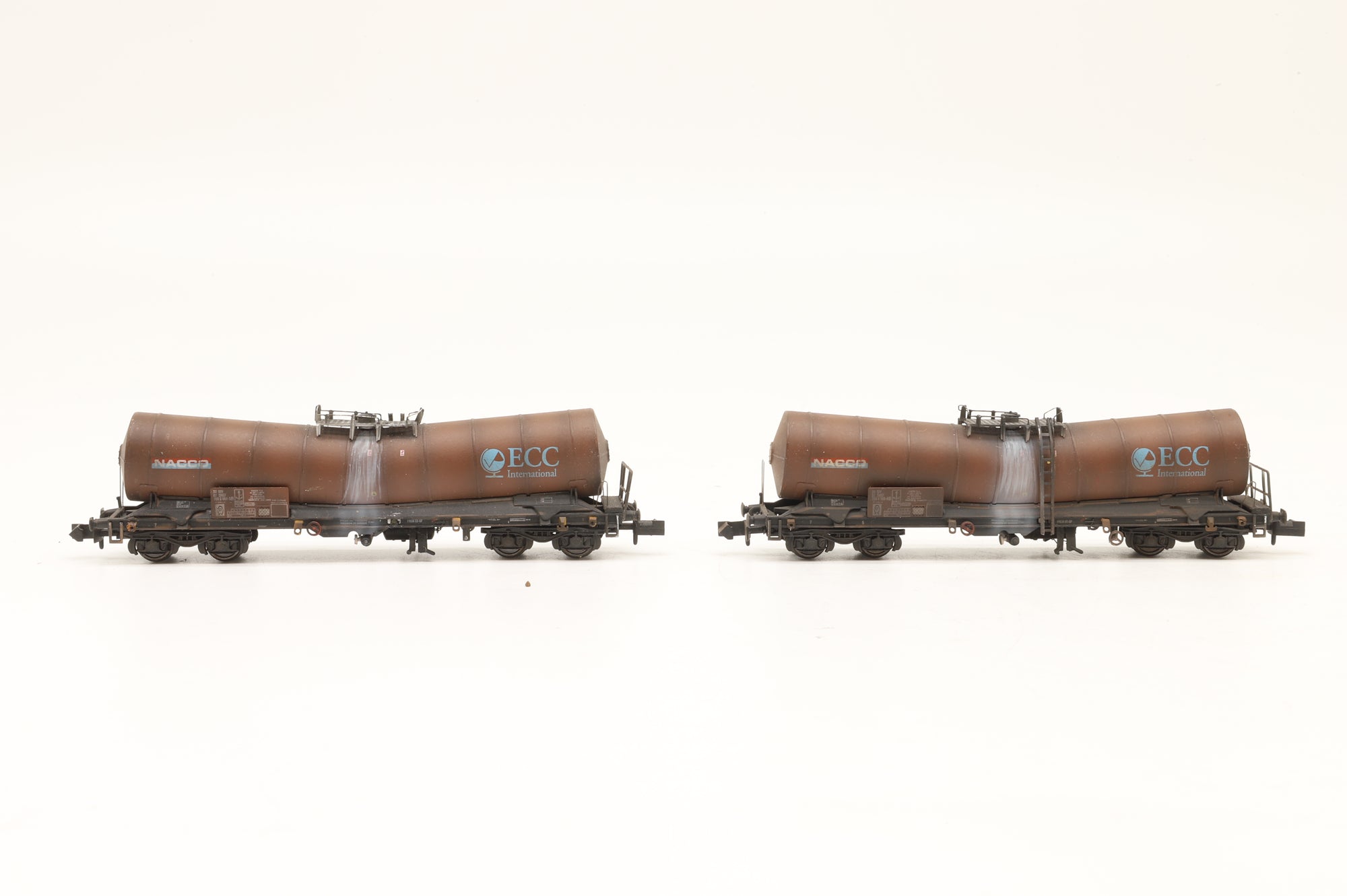 WORKSHOP Dapol N Rake of 8x NACCO ICA 'Silver Bullet' Wagons in ECC Livery – Weathered