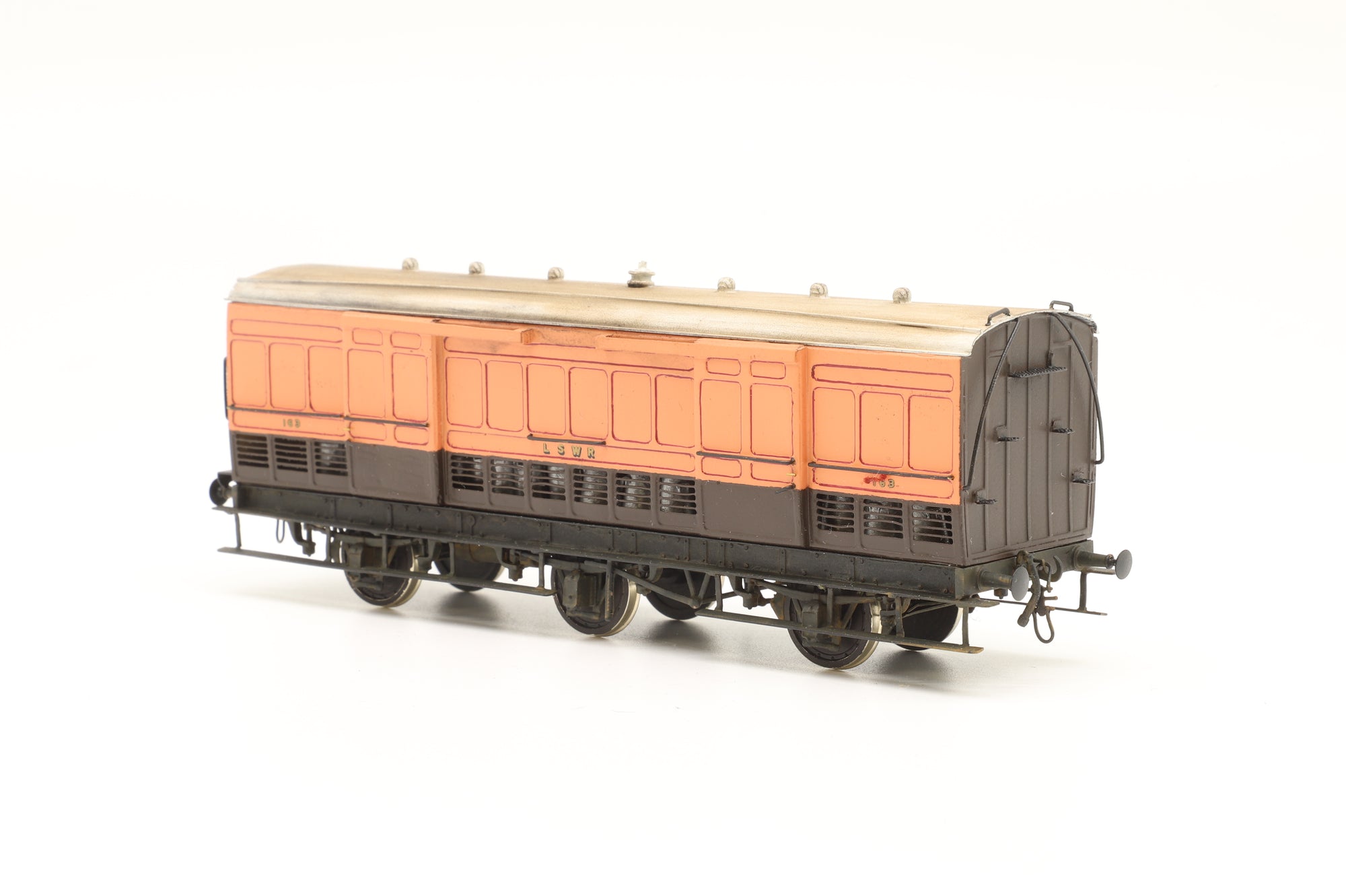 Kit Built P4 Rake of 4 LSWR Luggage Vans, Weathered