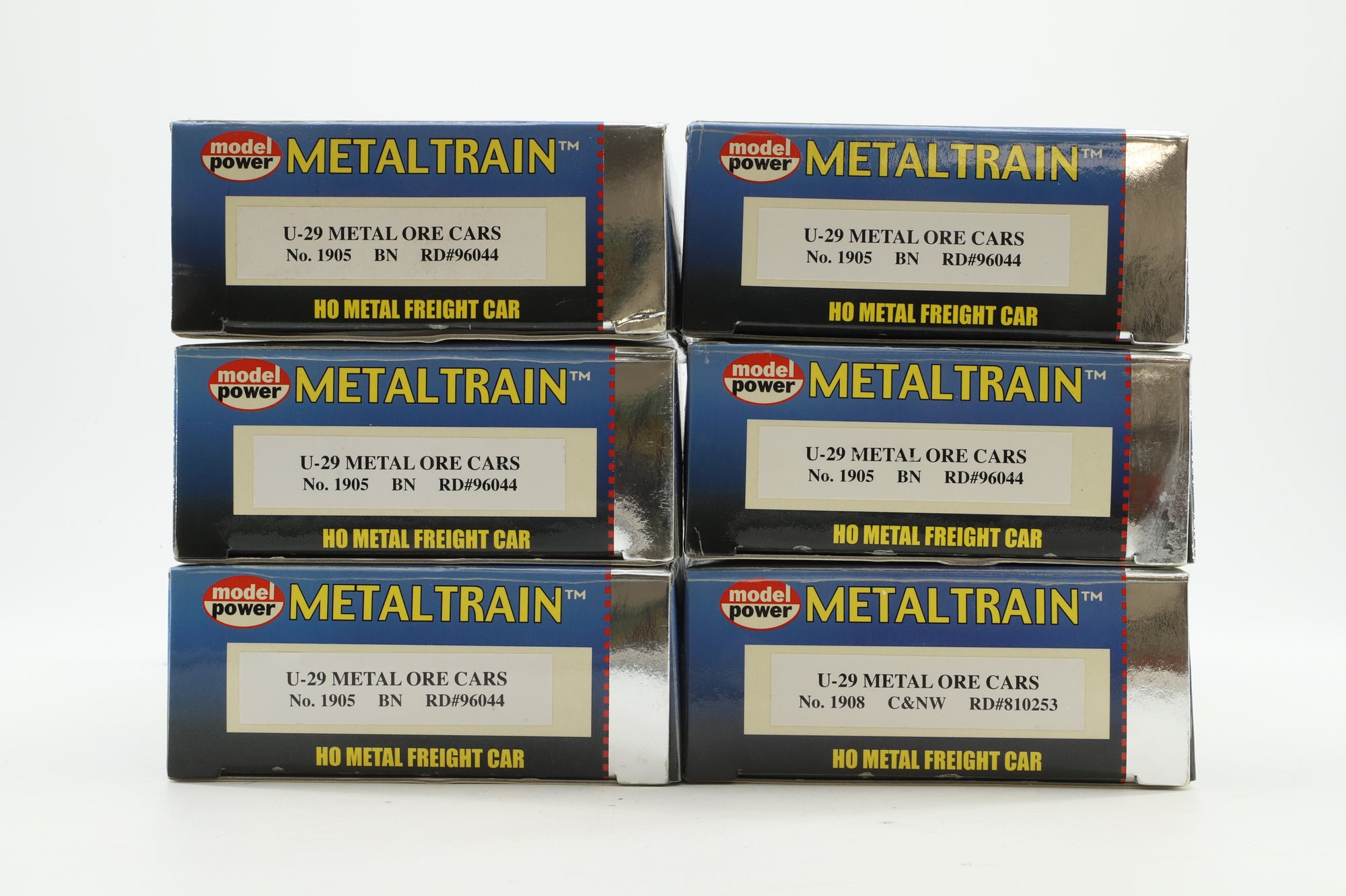 of 6 U-29 Metal Ore Cars in Duluth, Missabe, & Iron Range Brown w/ Loads - Pro-Weathered